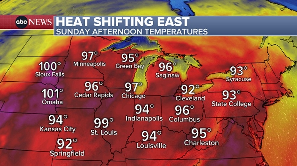 PHOTO: heat shifting east map
