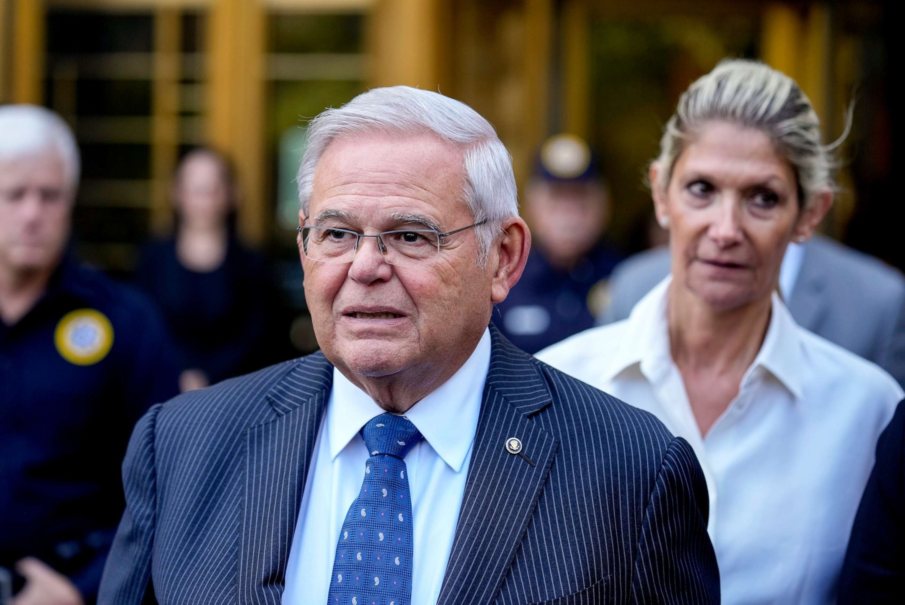 PHOTO: Sen. Bob Menendez and his wife, Nadine Menendez, leave federal court, Sept. 27, 2023, in New York.