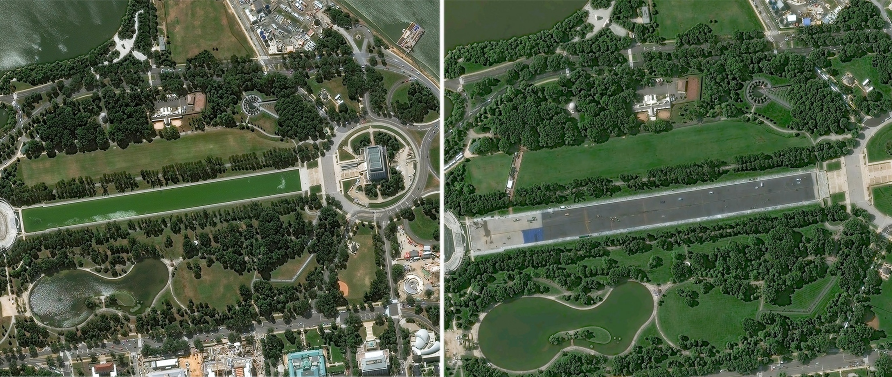 PHOTO: Vantor satellite image shows the repairs at the Lincoln Memorial Reflecting Pool.