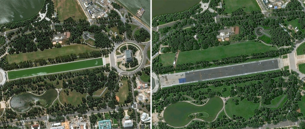 PHOTO: Vantor satellite image shows the repairs at the Lincoln Memorial Reflecting Pool.