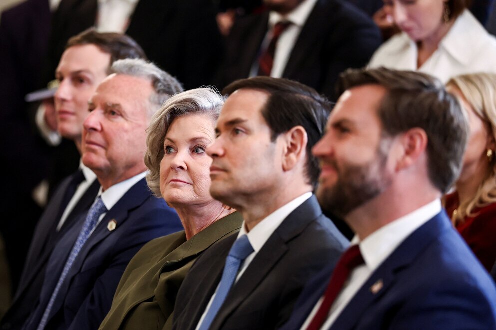 PHOTO: White House Special Envoy Steve Witkoff, Secretary of State Marco Rubio and Vice President JD Vance attend a joint press conference held by President Donald Trump and Israeli Prime Minister Benjamin Netanyahu in Washington, Sept. 29, 2025. 