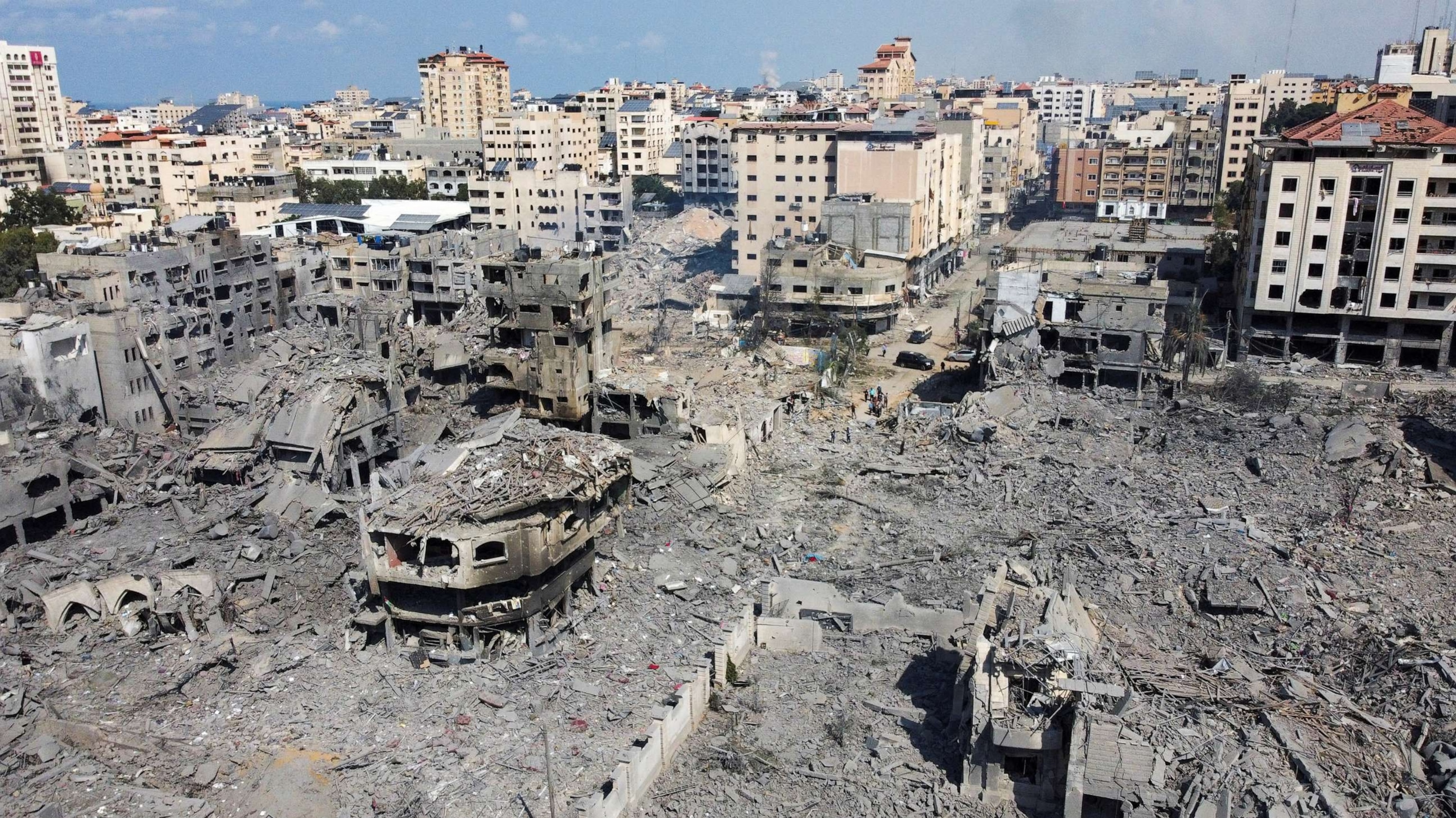 PHOTO: A view shows houses and buildings destroyed by Israeli strikes in Gaza City, Oct. 10, 2023.