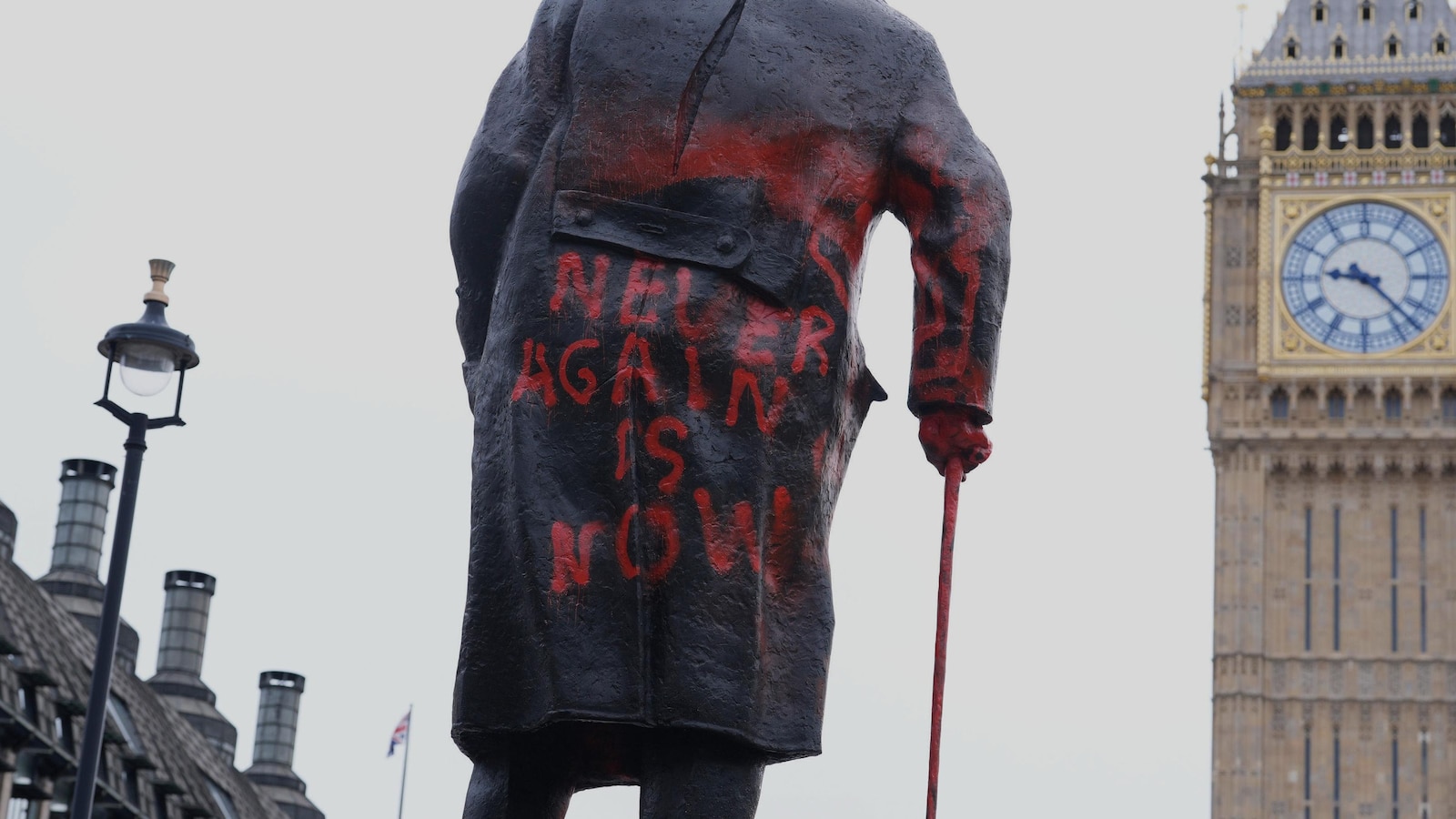 Suspect arrested after London Churchill statue defaced with pro-Palestinian graffiti