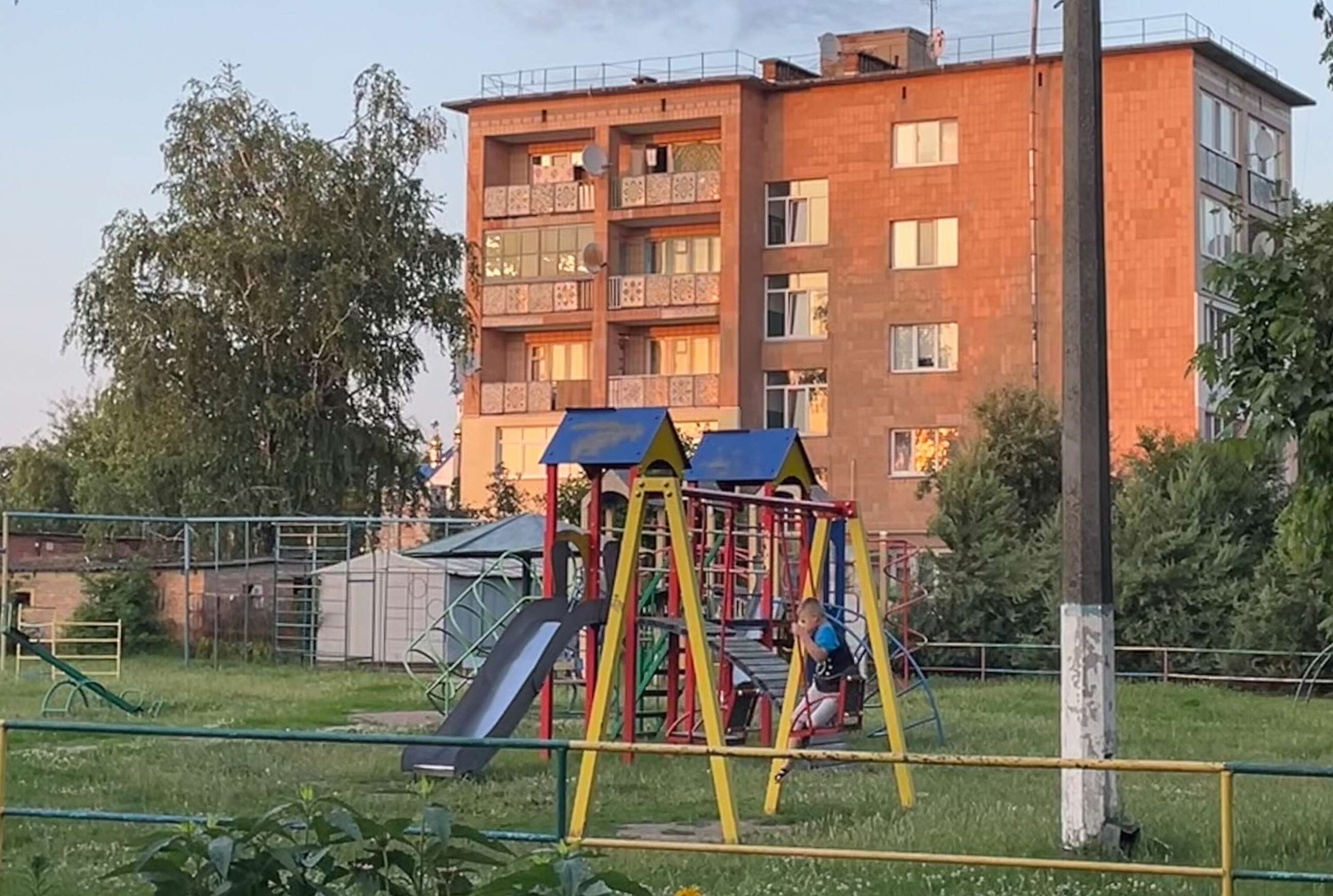 PHOTO: A playground next to a school in Kobeliaky, July 2, 2023.