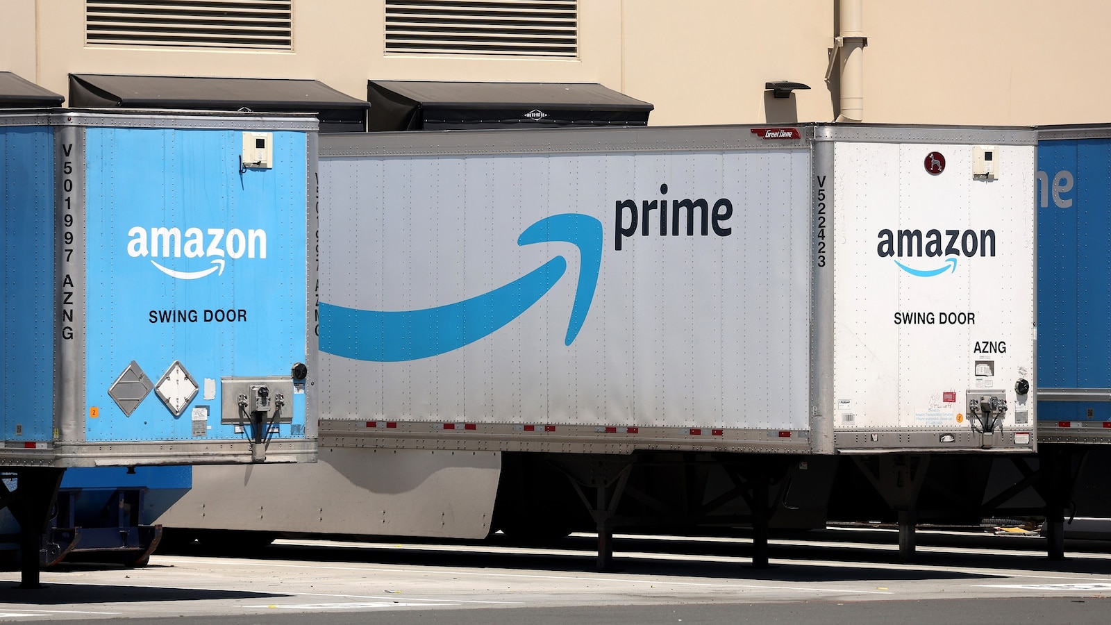 In this June 21, 2023, file photo, the Amazon Prime logo is displayed on the side of an Amazon delivery truck in Richmond, Calif.