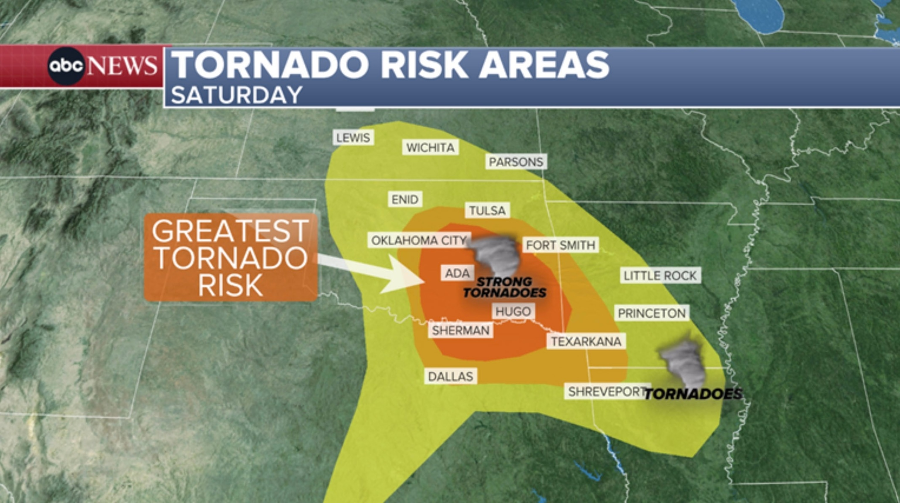PHOTO:  Tornado risk areas map - Sat