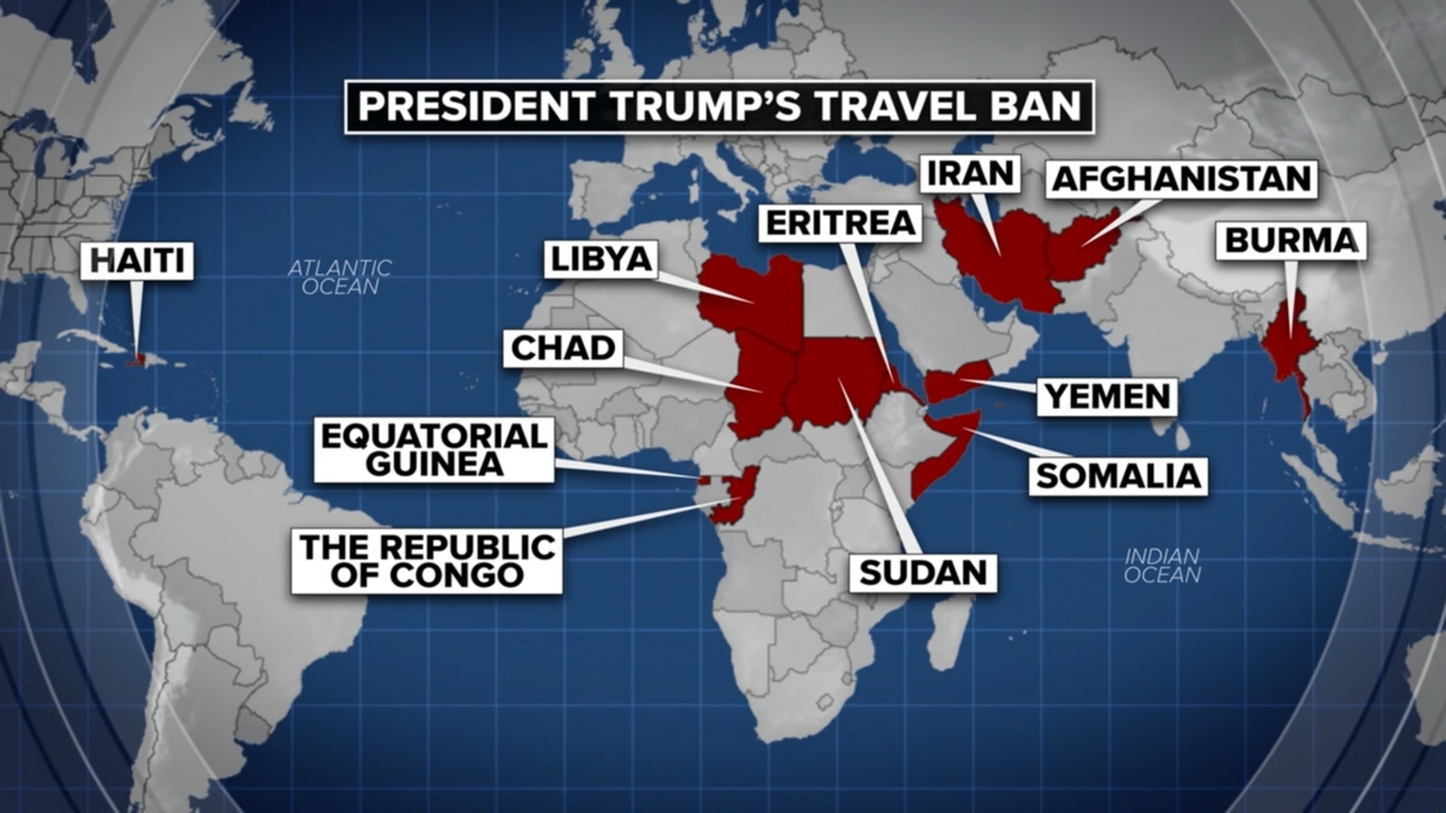 Trump announces travel ban and restrictions on 19 countries