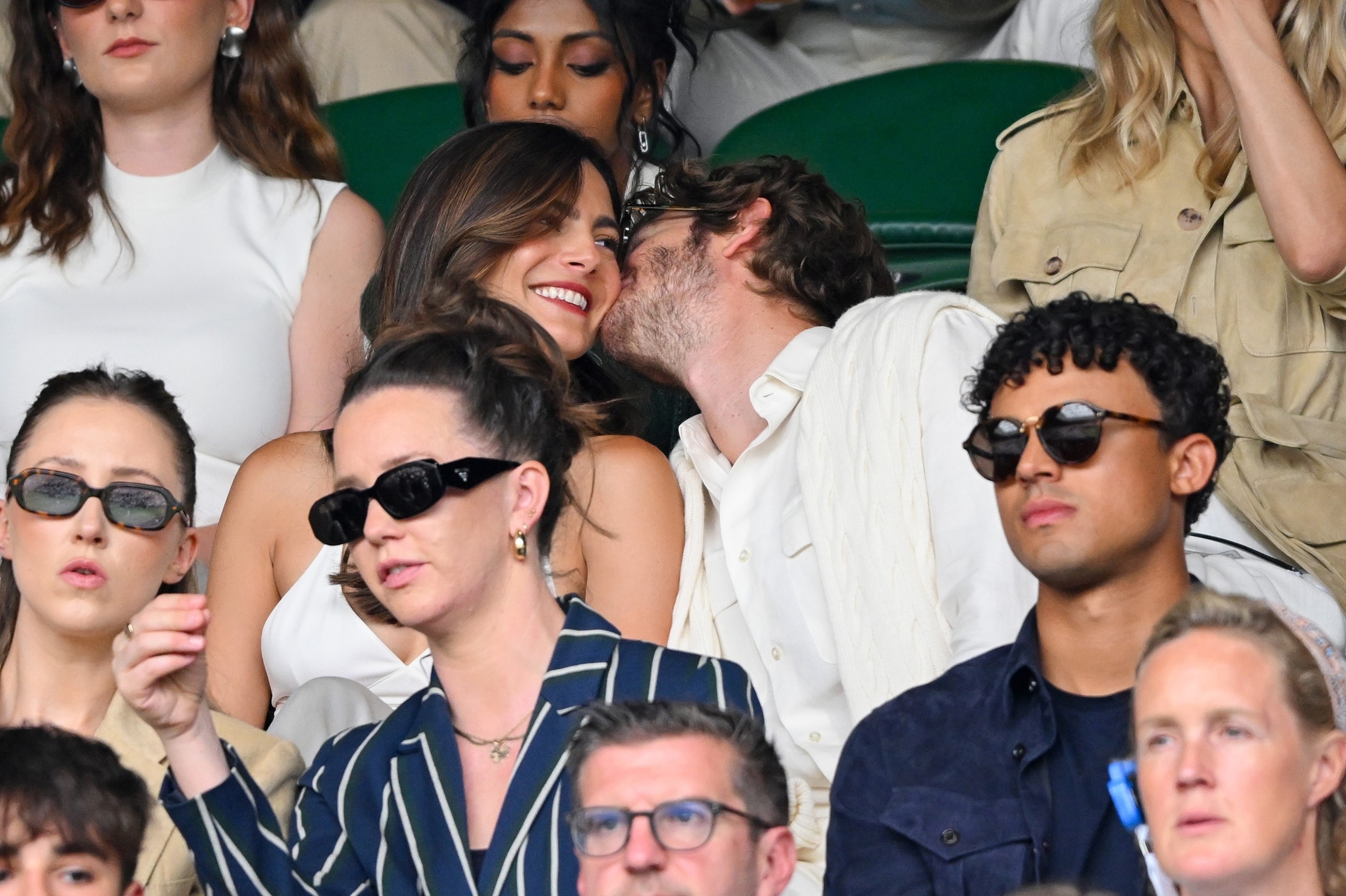 Monica Barbaro and Andrew Garfield share moment at Wimbledon in