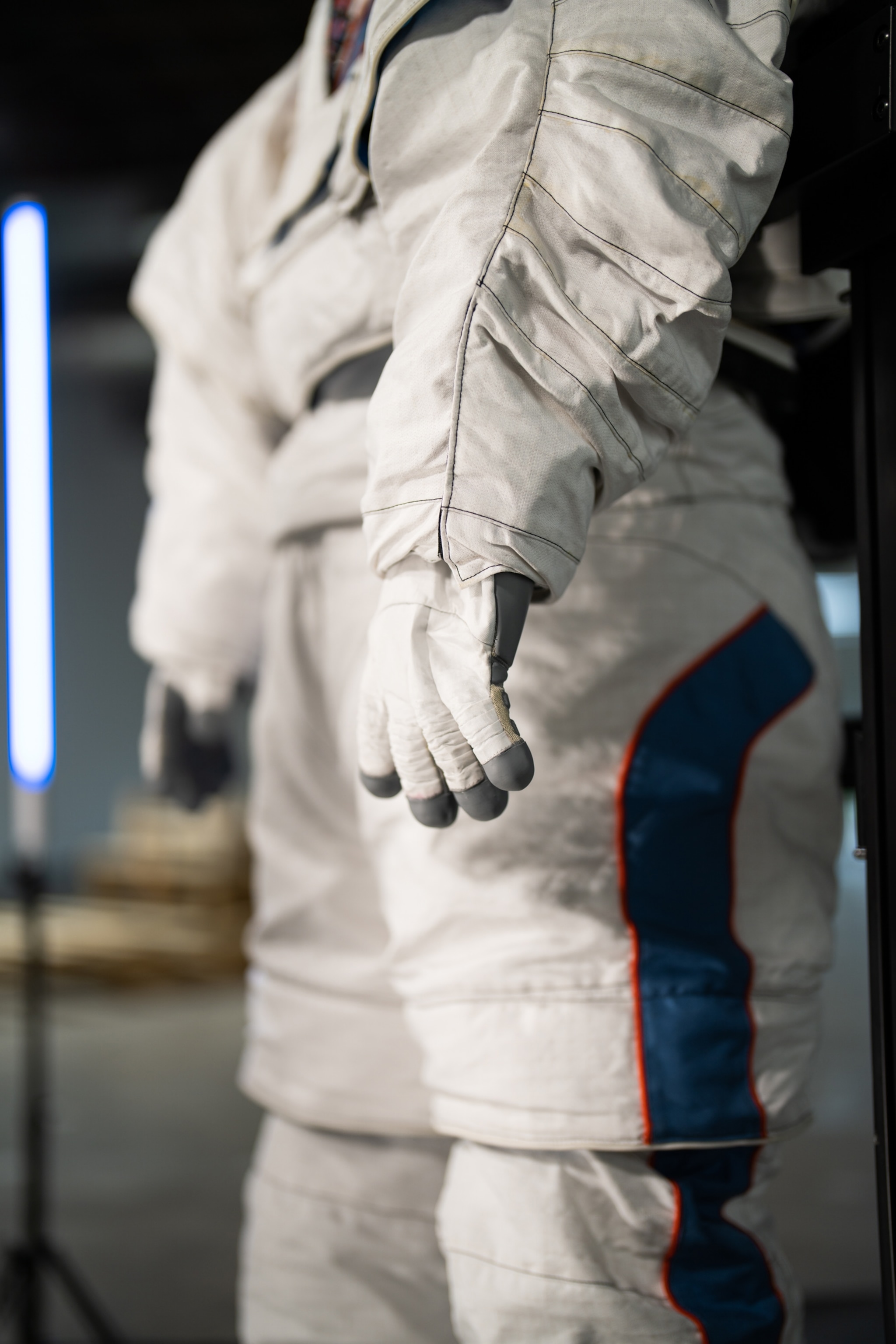 PHOTO: Shown here is the current white cover layer of the Axiom Extravehicular Mobility Unit (AxEMU) spacesuit prototype. Prada’s engineers will work alongside the Axiom Space systems team throughout the design process.