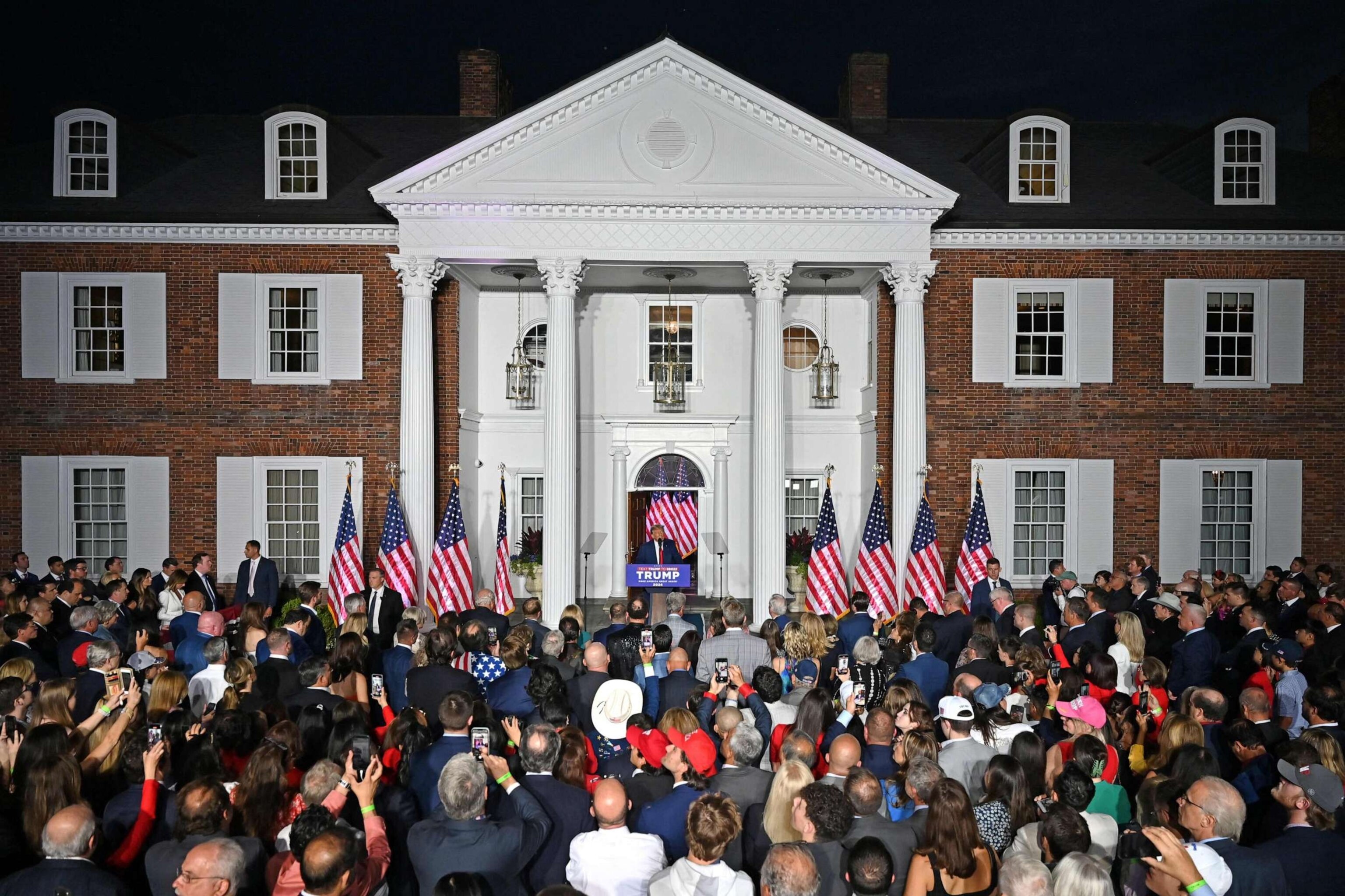 PHOTO: Former President Donald Trump delivers remarks at Trump National Golf Club Bedminster in Bedminster, N. J., on June 13, 2023.