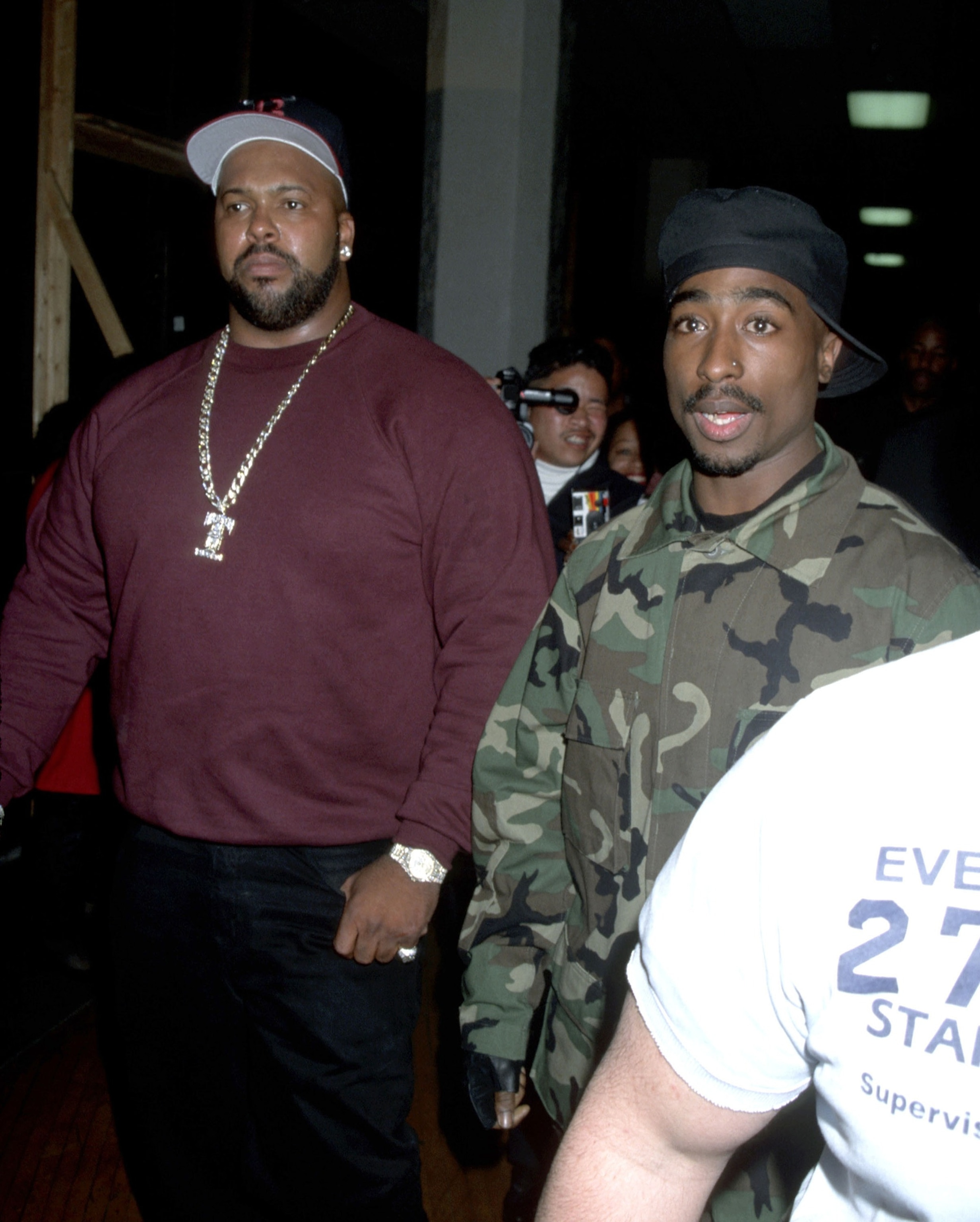 PHOTO: Marion "Suge" Knight (left) and Tupac Shakur together at the 10th Annual Soul Train Music Awards, March 29, 1996.