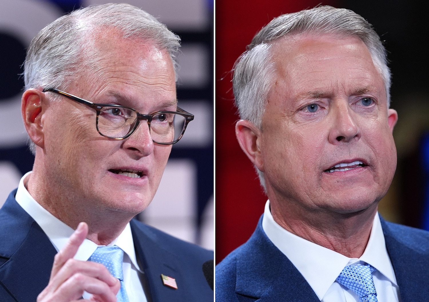 Democratic nominee for U.S. Senate Adam Hamilton, Oct. 21, 2026 in Kansas, City and Sen. Roger Marshall, Oct. 21, 2026 in Kansas, City. AP/Getty Images