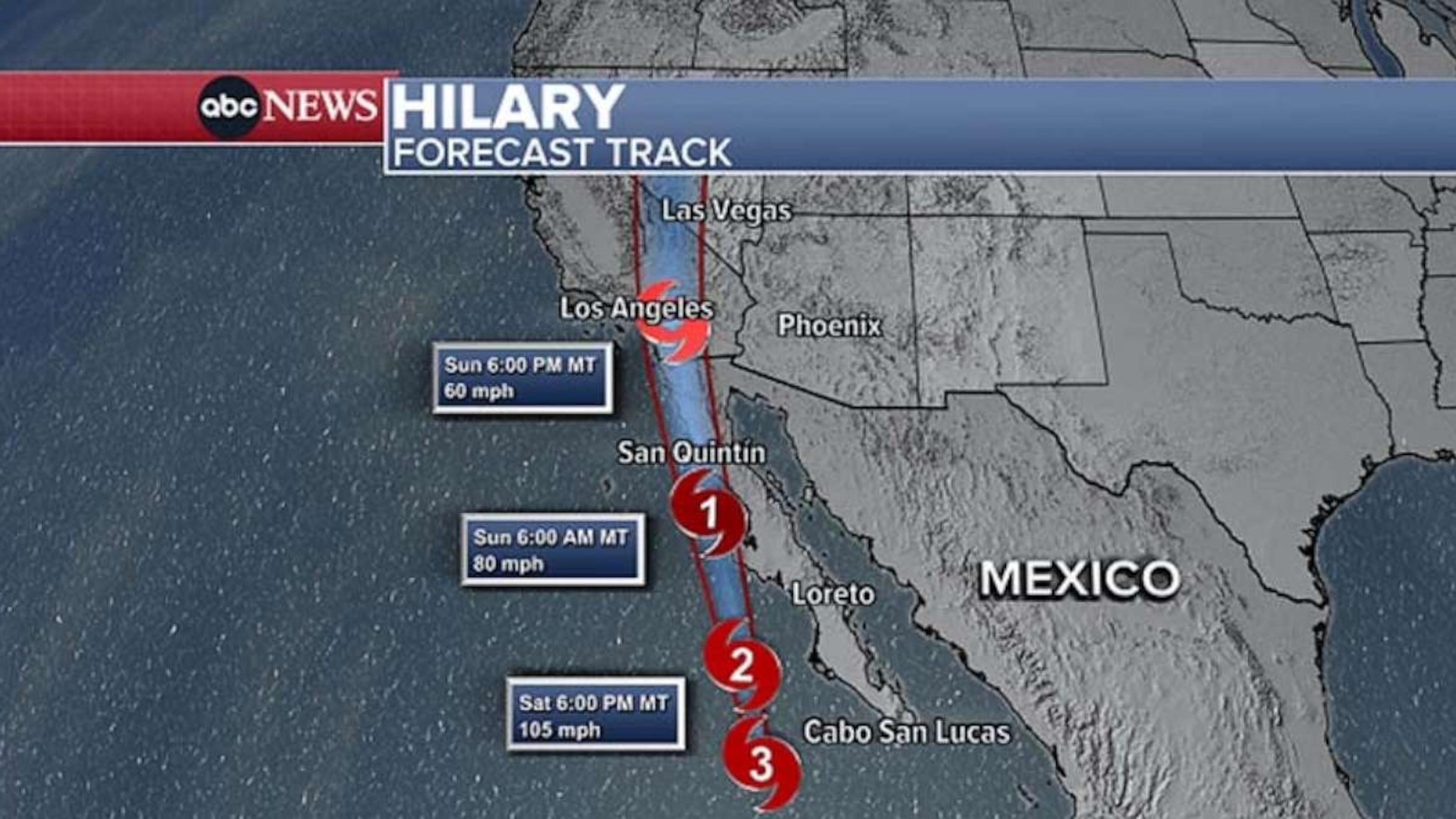 PHOTO: Hilary forecast track map