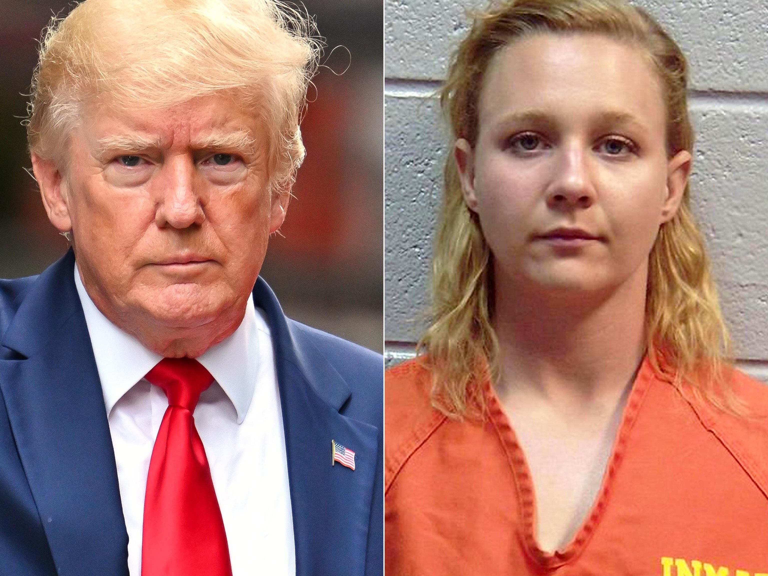 PHOTO: In this Aug. 10, 2022, file photo, former President Donald Trump appears in New York. | Reality Winner is seen in an undated booking photo in Lincolnton, Georgia.