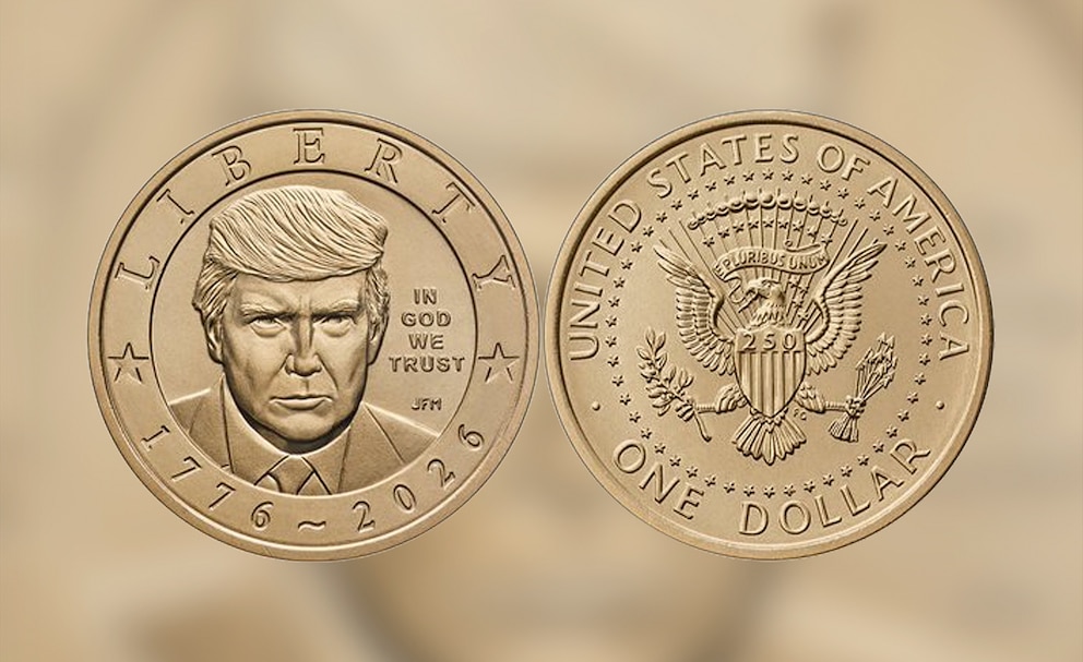 PHOTO: Treasury Secretary Scott Bessent released a rendering of a $1 commemorative coin featuring President Donald Trump, July 15, 2026.