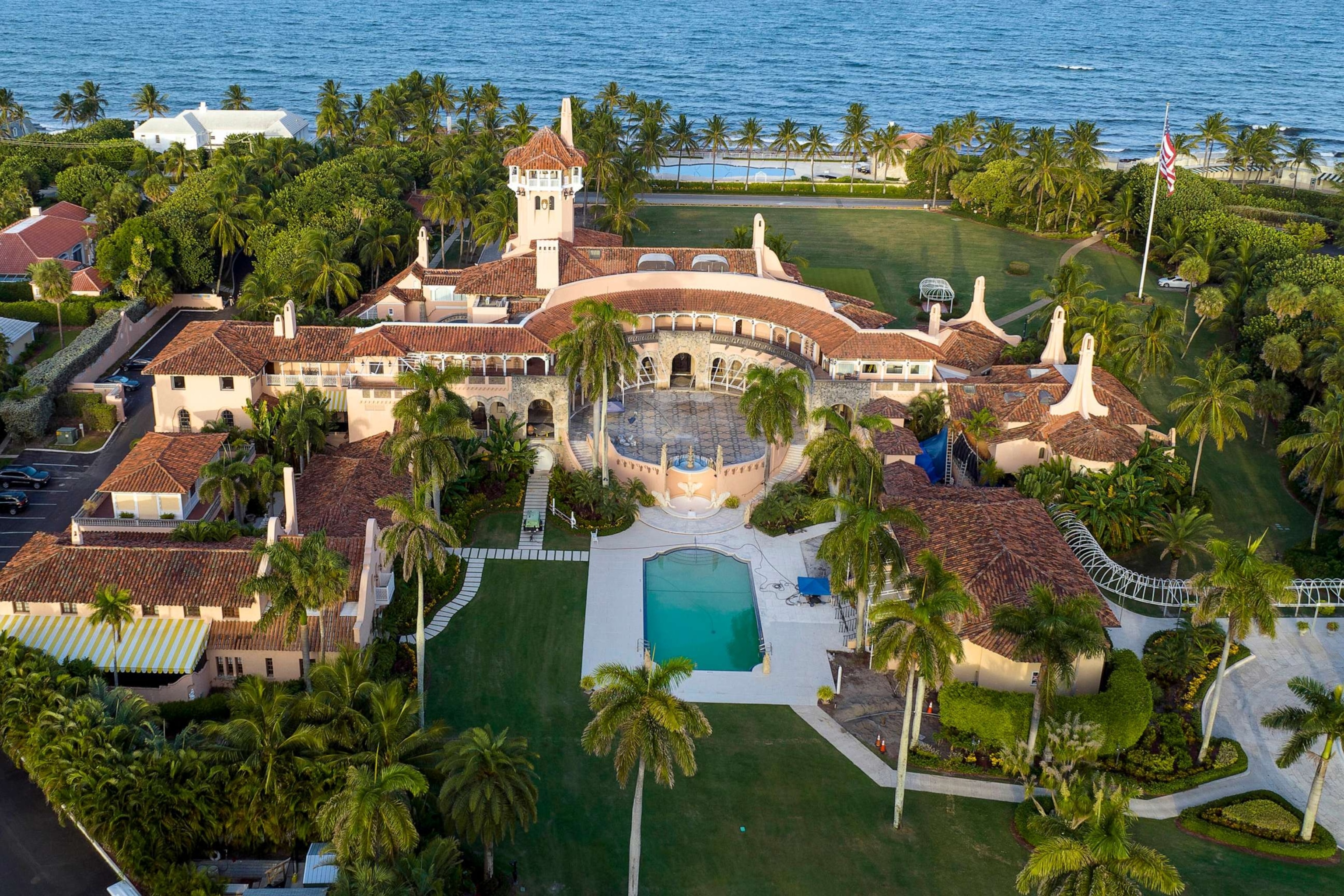 PHOTO: An aerial view of former President Donald Trump's Mar-a-Lago estate is seen Aug. 10, 2022, in Palm Beach, Fla.