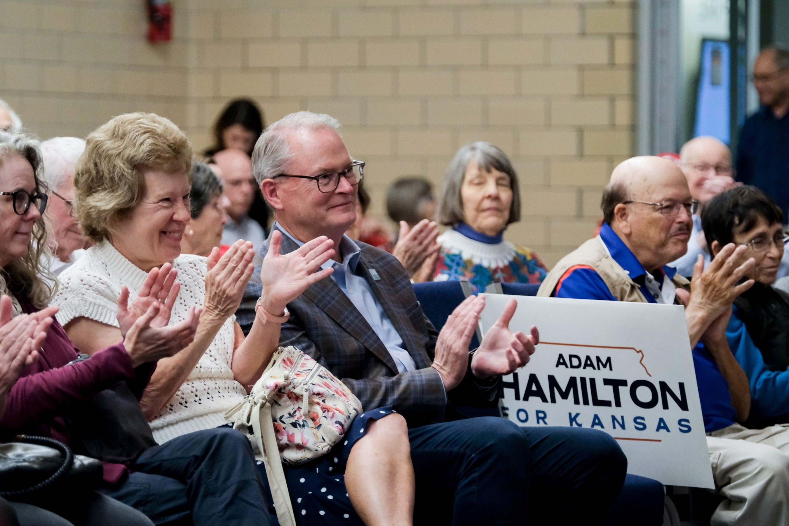 Adam Hamilton, Democratic Senate candidate for Kansas, during a campaign event in Lenexa, Kansas, Oct. 4, 2026.Arin Yoon/Bloomberg via Getty Images