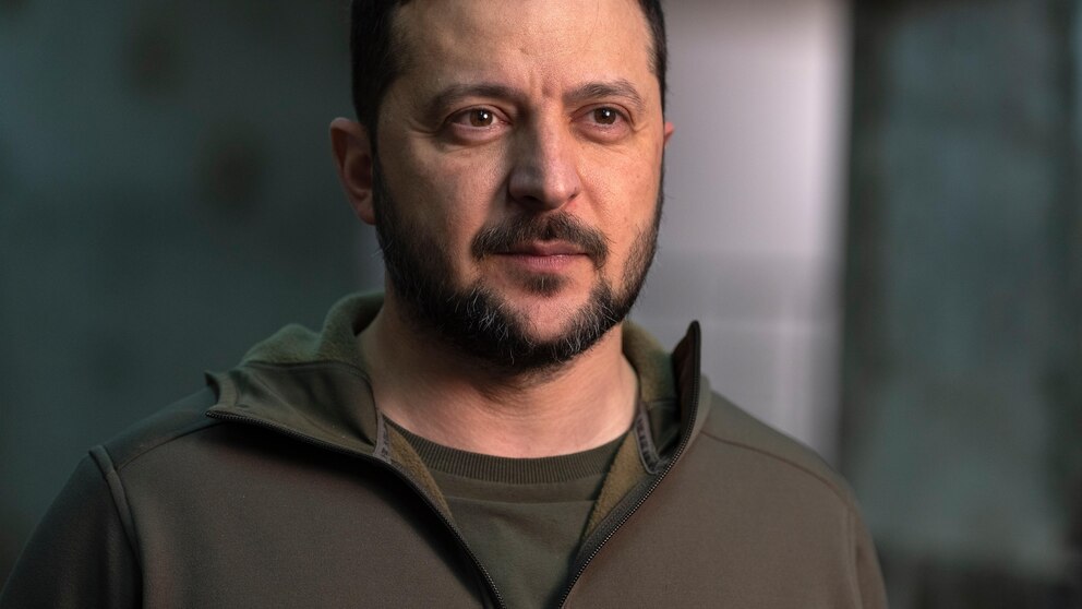 Ukrainian President Volodymyr Zelenskyy poses for a photo after his interview with The Associated Press in Kharkiv, Ukraine, Thursday, Nov. 30, 2023. (AP Photo/Efrem Lukatsky)