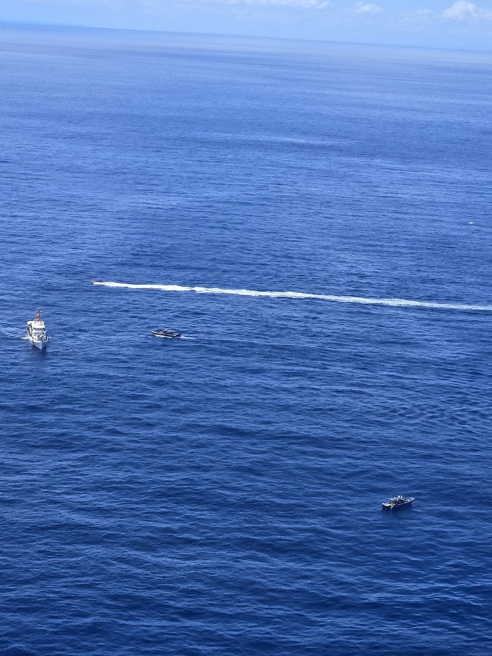 PHOTO: An aerial view shows the U.S. Coast Guard and other agencies responding to the capsized vessel off Mona Island, Puerto Rico, Sept. 28, 2026.