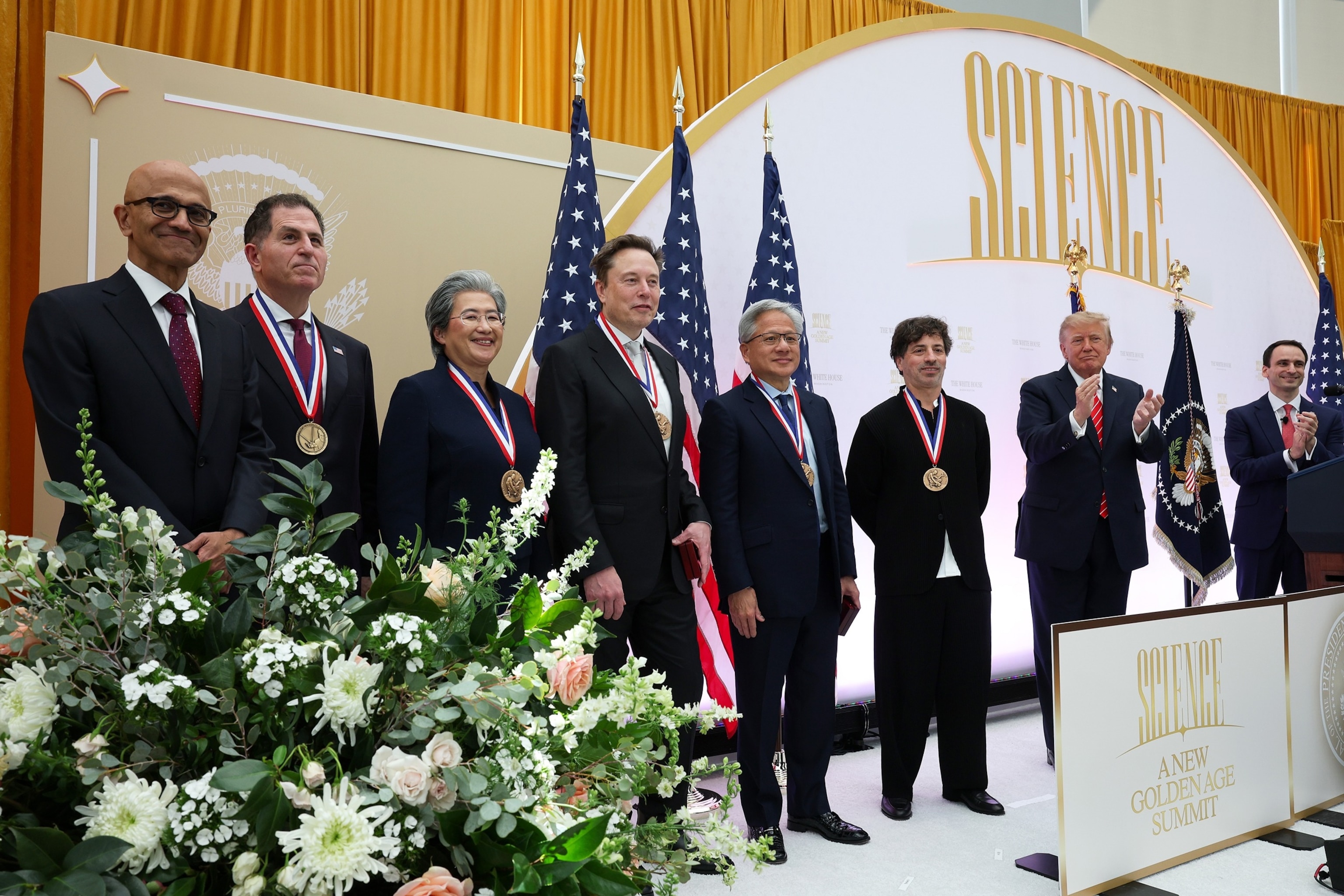 PHOTO: President Donald Trump presehnts National Medal of Technology and Innovation awards during the Golden Age of American Innovation Summit, October 8, 2026 in Washington.