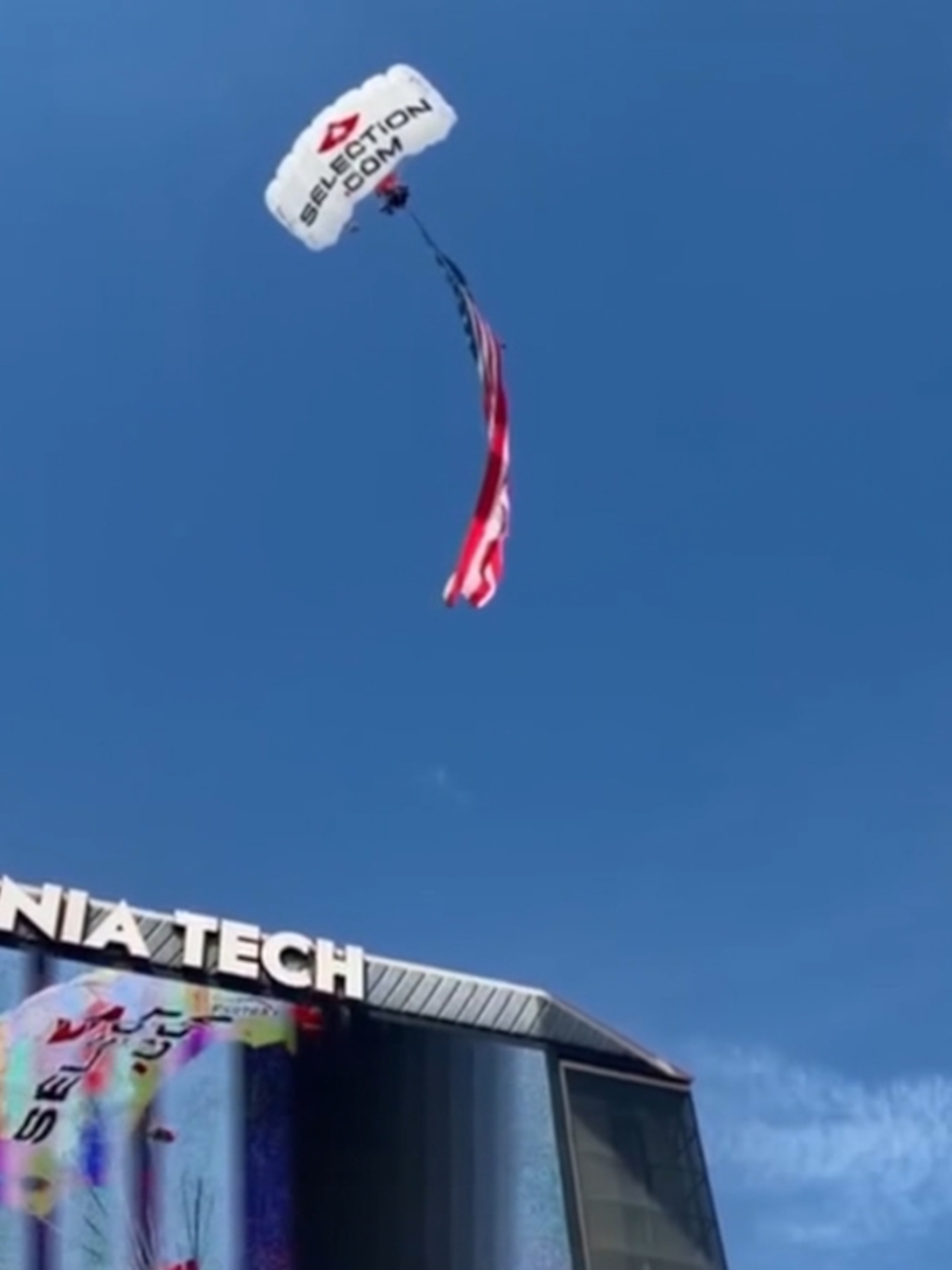 Video Skydiver speaks out after crashing into scoreboard at