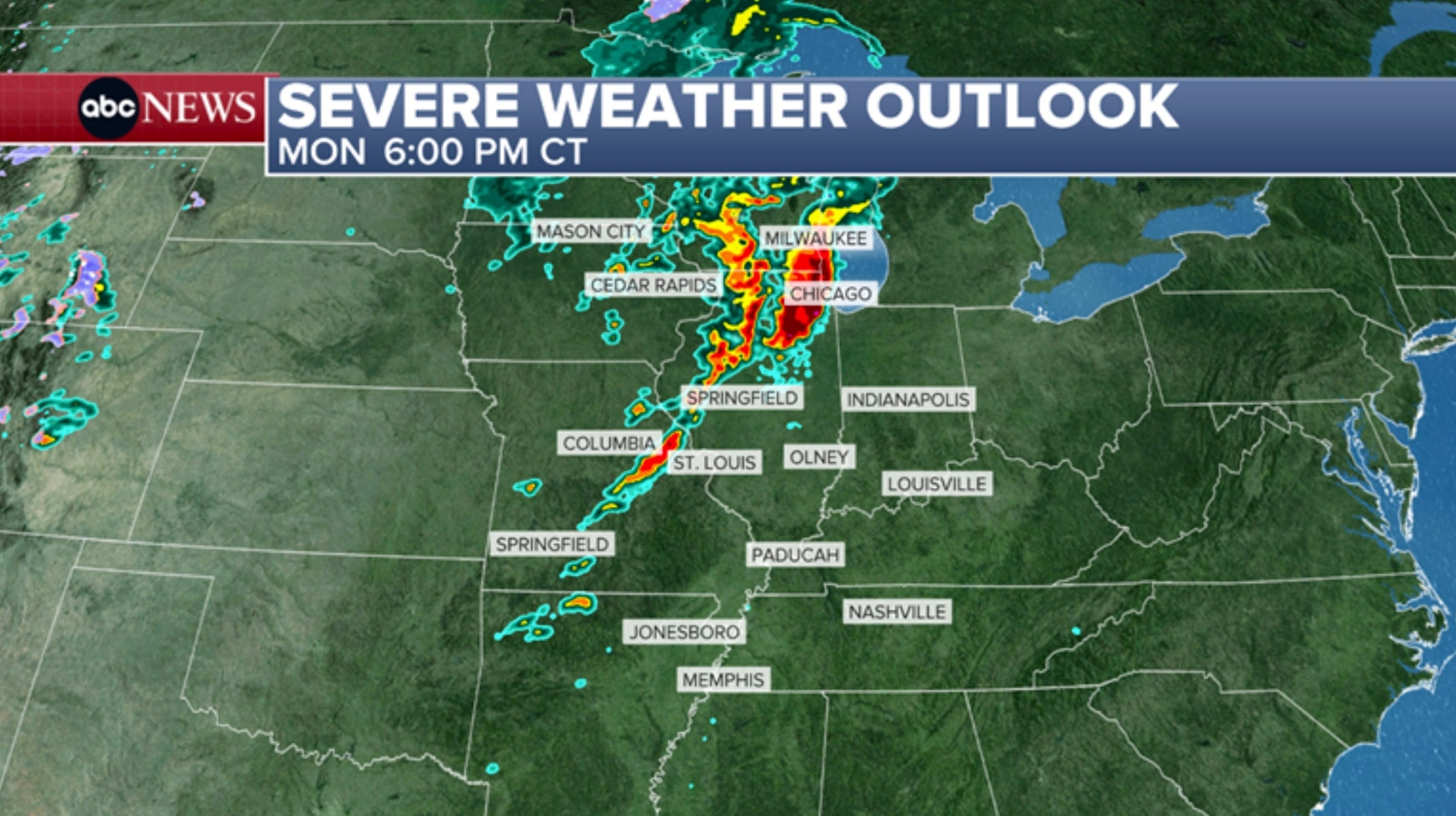 PHOTO: Severe weather outlook map Mon 6pm