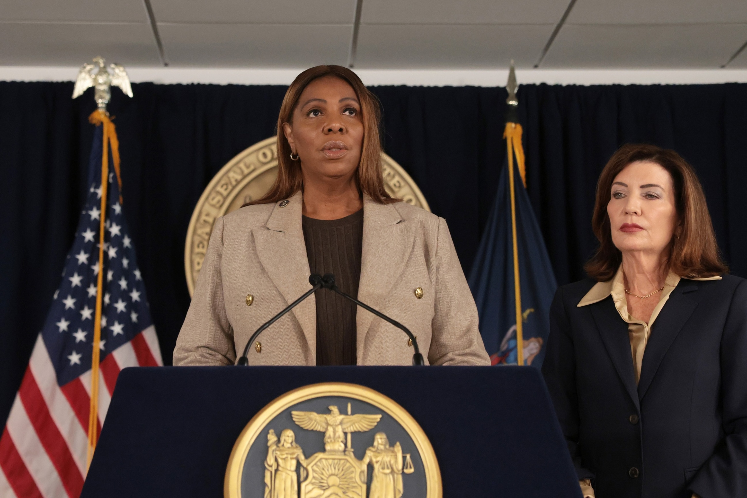 PHOTO: New York Governor Hochul And NY AG James Update On The Cornell Sexual Assault Investigation
