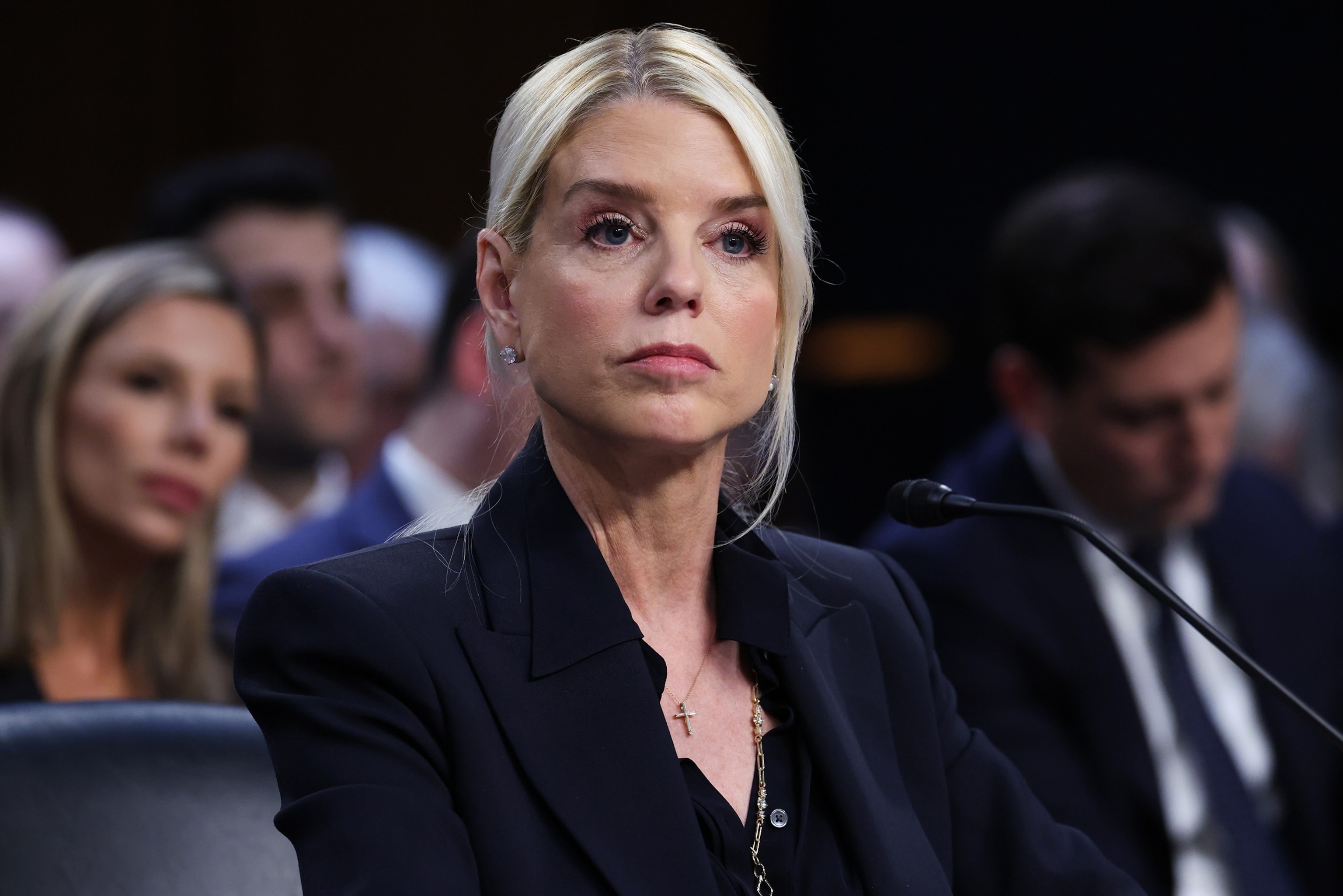 PHOTO: Pam Bondi testifies before the Senate Judiciary Committee in the Hart Senate Office Building on Capitol Hill on October 07, 2025 in Washington, DC.