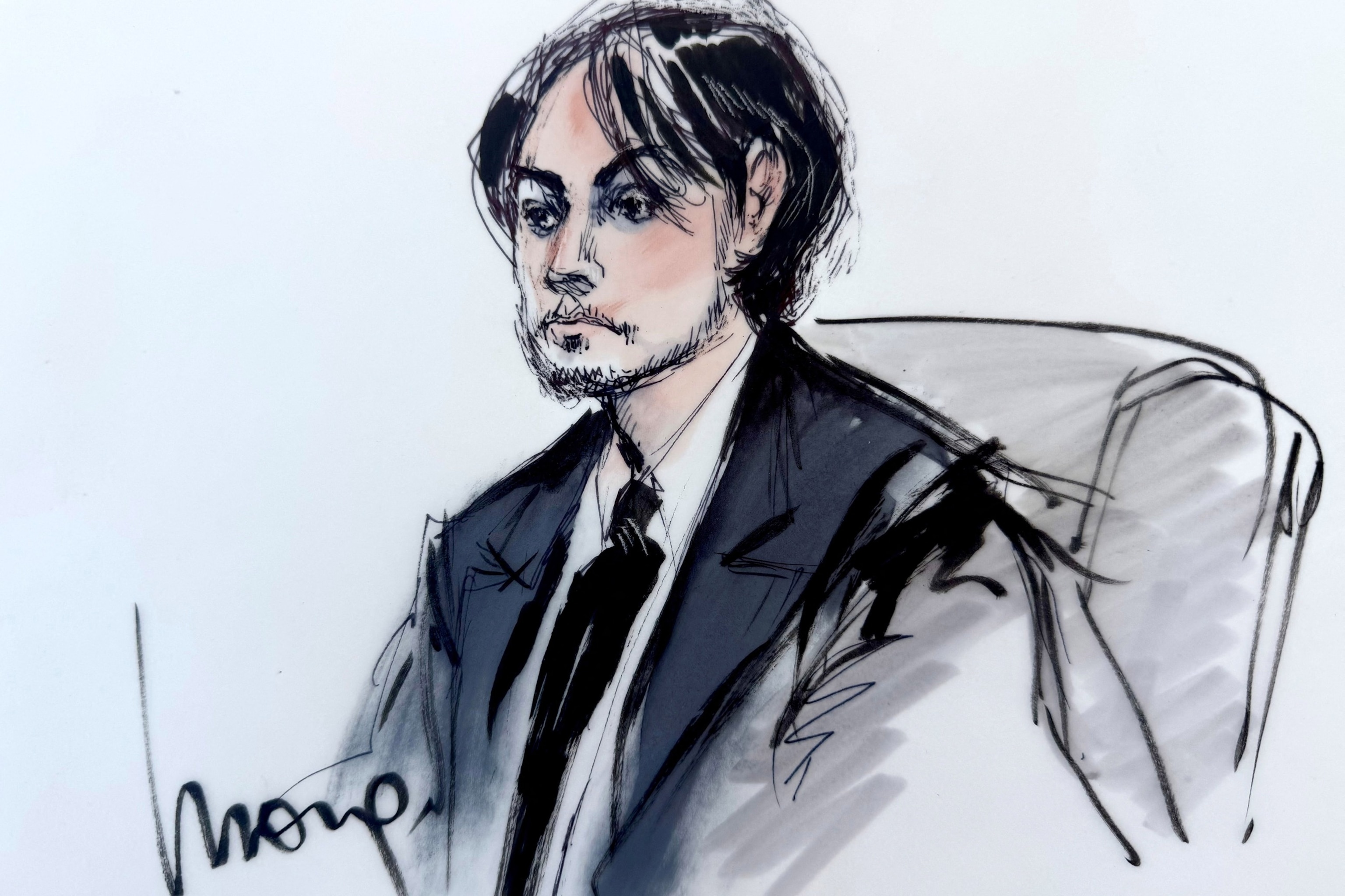 PHOTO: Jonathan Rinderknecht, accused of deliberately setting a blaze that grew into one of the deadliest, most destructive wildfires on record in the Pacific Palisades, attends his trial in Los Angeles, on June 10, 2026, in a courtroom sketch.  