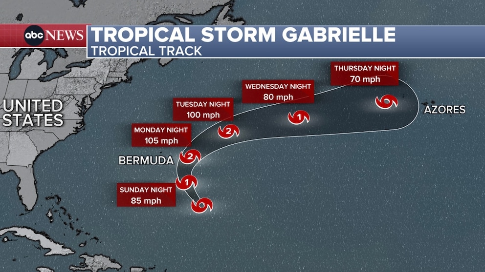 PHOTO: tropical storm gabrielle map