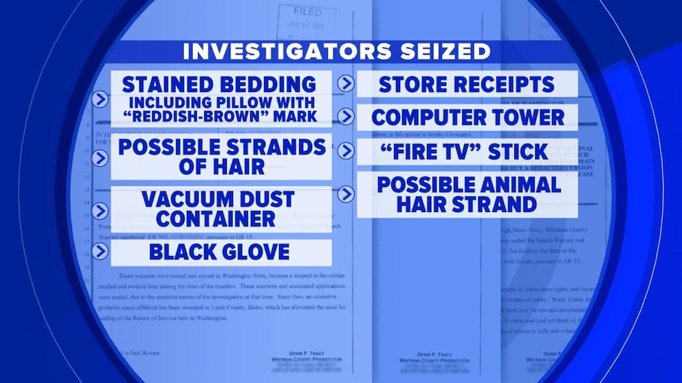 Video Unsealed Court Documents Show Items Taken From Idaho Murder Video Unsealed Court Documents Show Items Taken From Idaho Murder