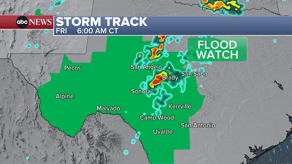 PHOTO: By Friday, the heaviest rain will start moving north of Texas Hill Country.