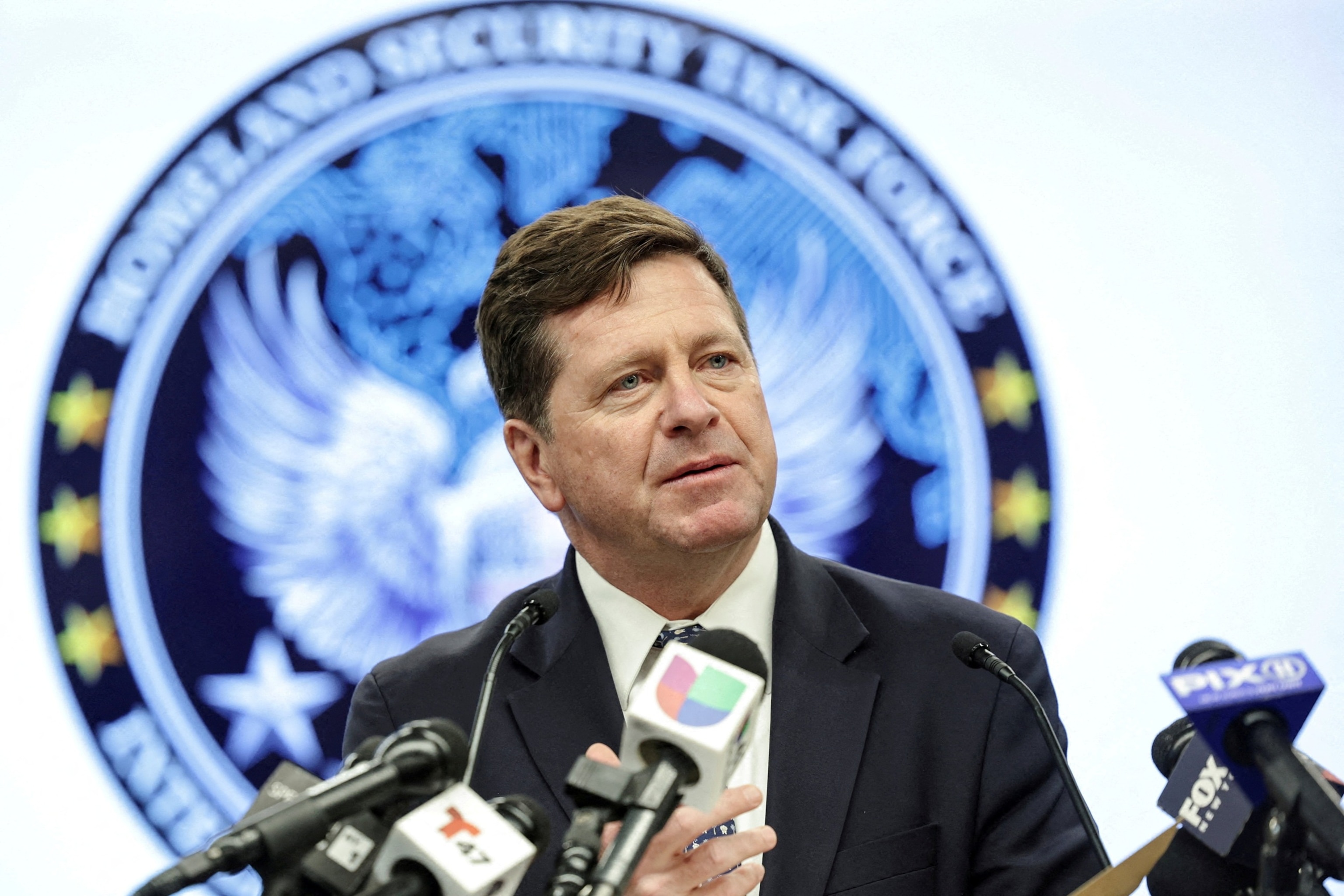 PHOTO: FILE PHOTO: Jay Clayton, United States Attorney for the Southern District of New York, speaks during a press conference in New York City