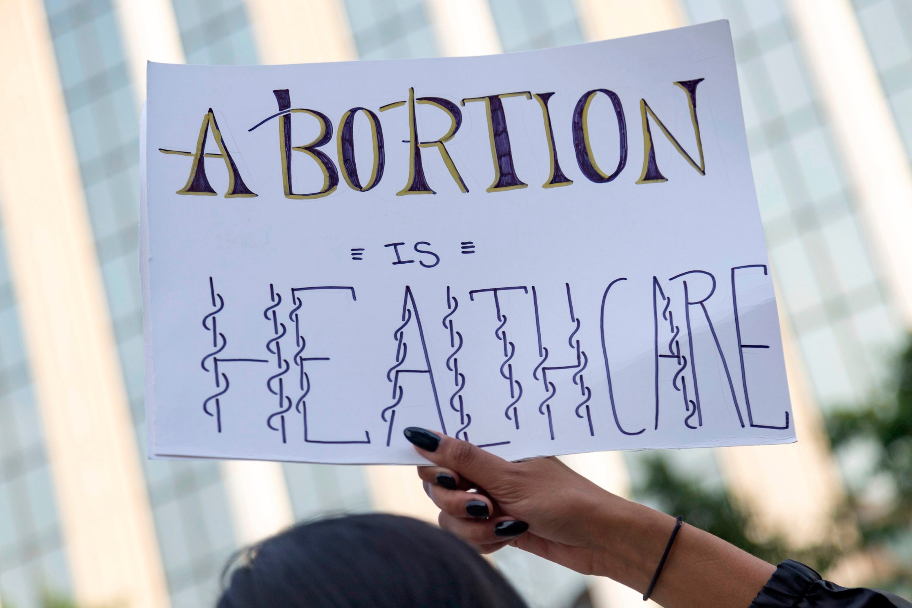 PHOTO: In this June 28, 2022, file photo, pro-abortion rights demonstrators protest outside of the Arlington General District Court in Arlington, Virginia.