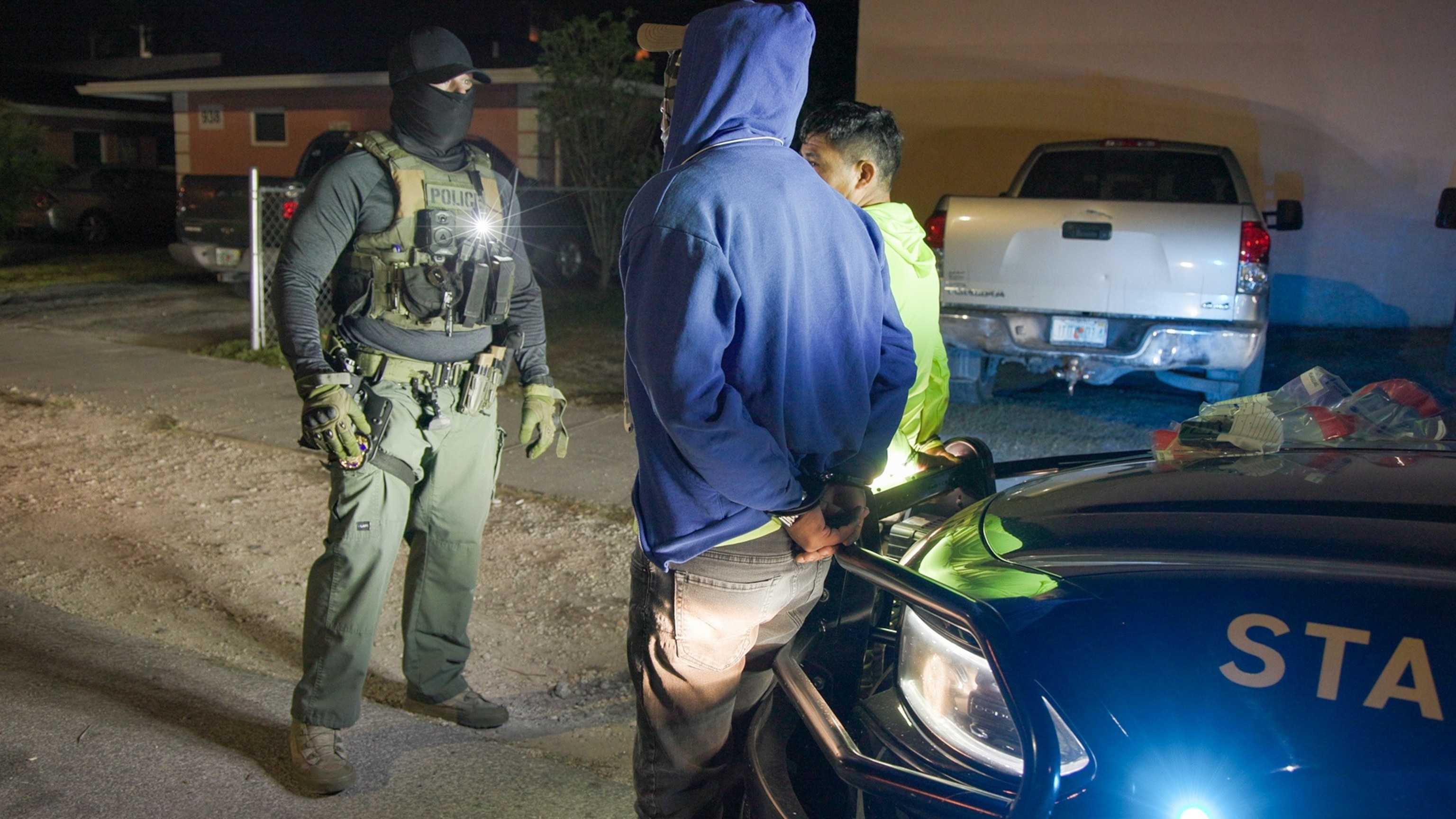 Agents from ICE and various Florida law enforcement agencies make arrests near Miami, Florida this week. ICE