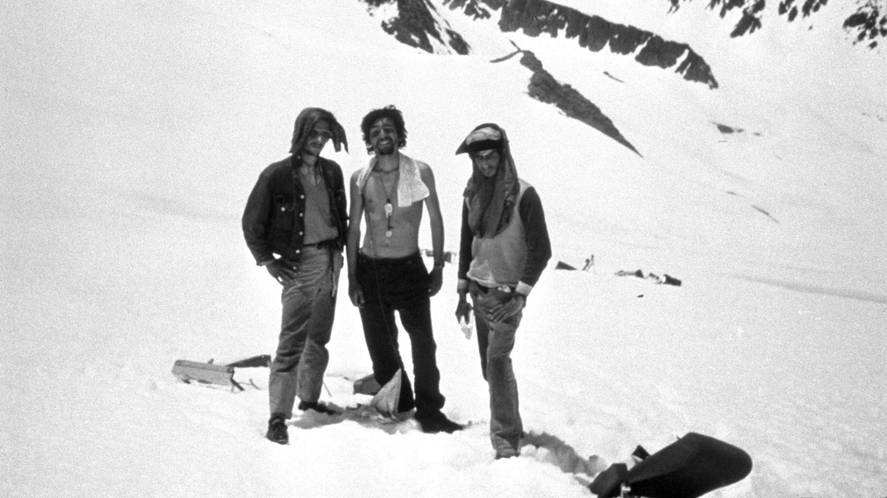 PHOTO: Left to right: Eduardo Strauch, Pancho Delgado and Gustavo Zerbino. By December 1972, the survivors experienced warm weather during the day despite freezing temperatures overnight.