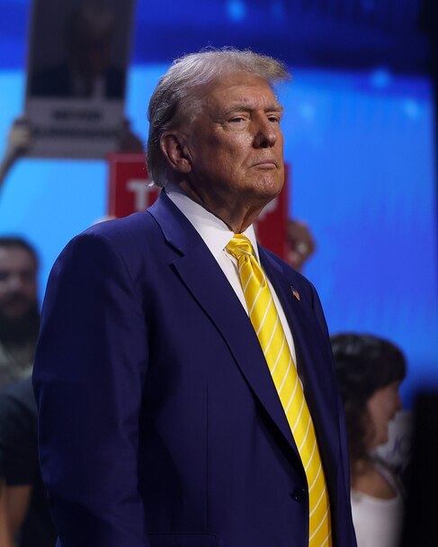 Former U.S. President Donald Trump greets supporters during a Turning Point PAC town hall at Dream City Church on June 06, 2024, in Phoenix, Arizona. (Photo by Justin Sullivan/Getty Images)