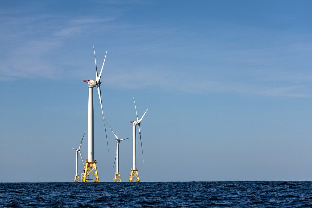 PHOTO: Wind turbines generate electricity at the Block Island Wind Farm, July 7, 2022, near Block Island, Rhode Island.
