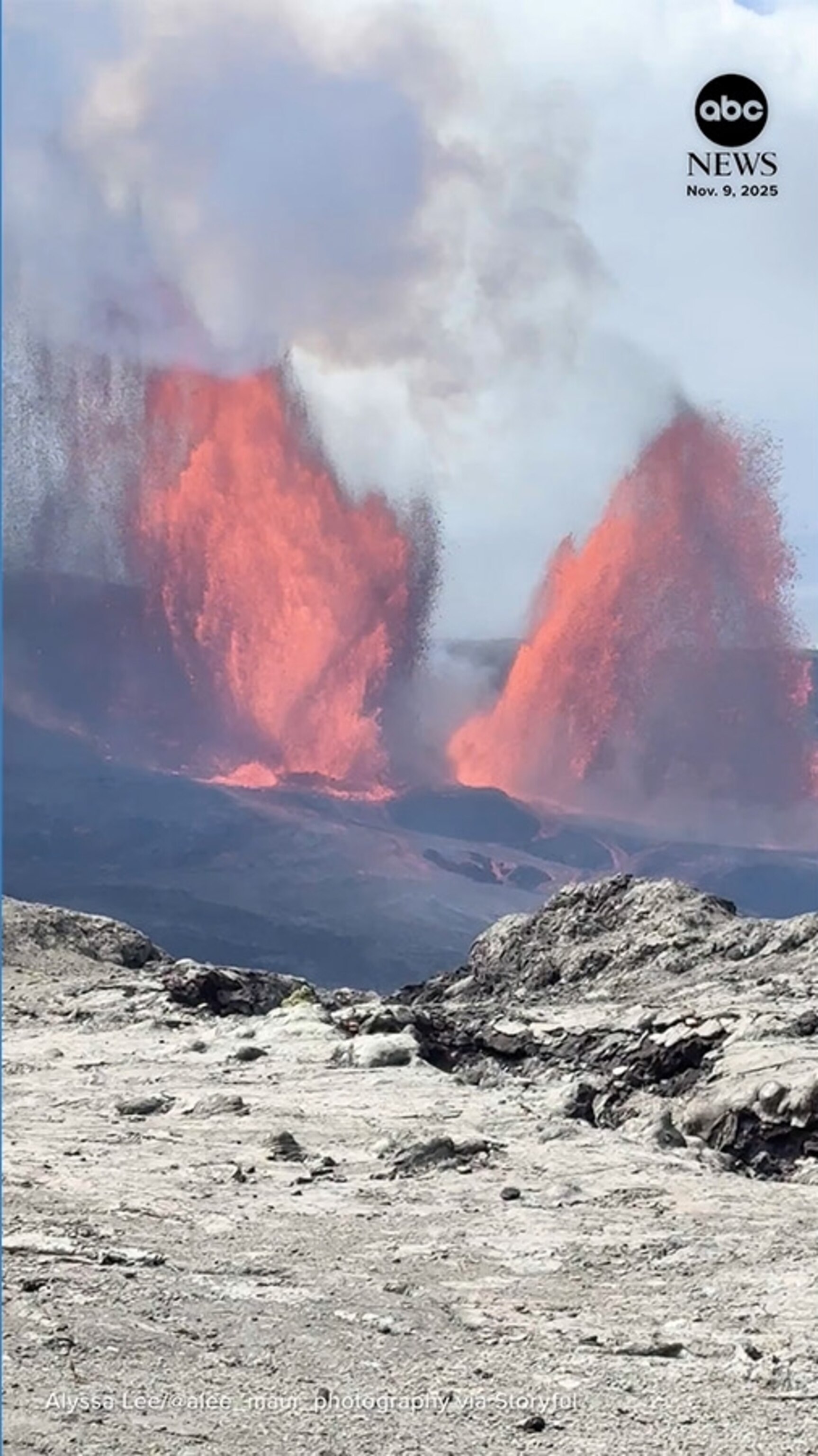 Funnel cloud of ash forms next to spewing lava in Hawaii - ABC News