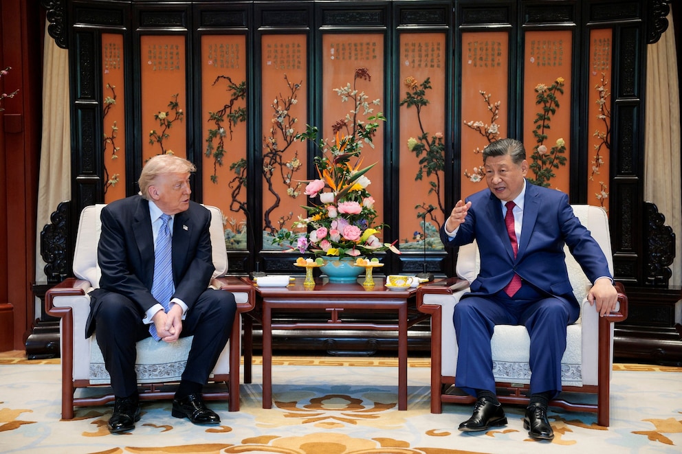PHOTO: Chinese President Xi Jinping speaks during a meeting with U.S. President Donald Trump on the sidelines of their visit to the  Zhongnanhai Garden in Beijing, China, May 15, 2026. 