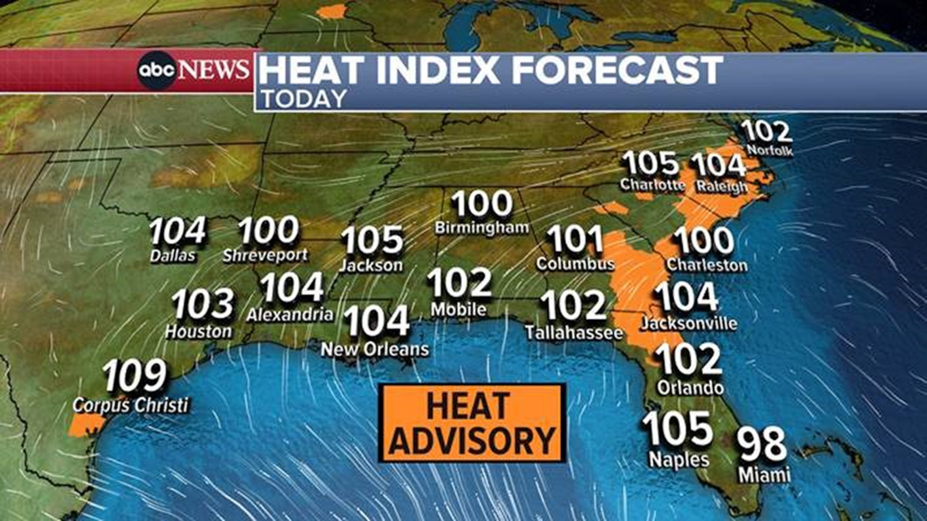 PHOTO: Monday weather forecast in the South.