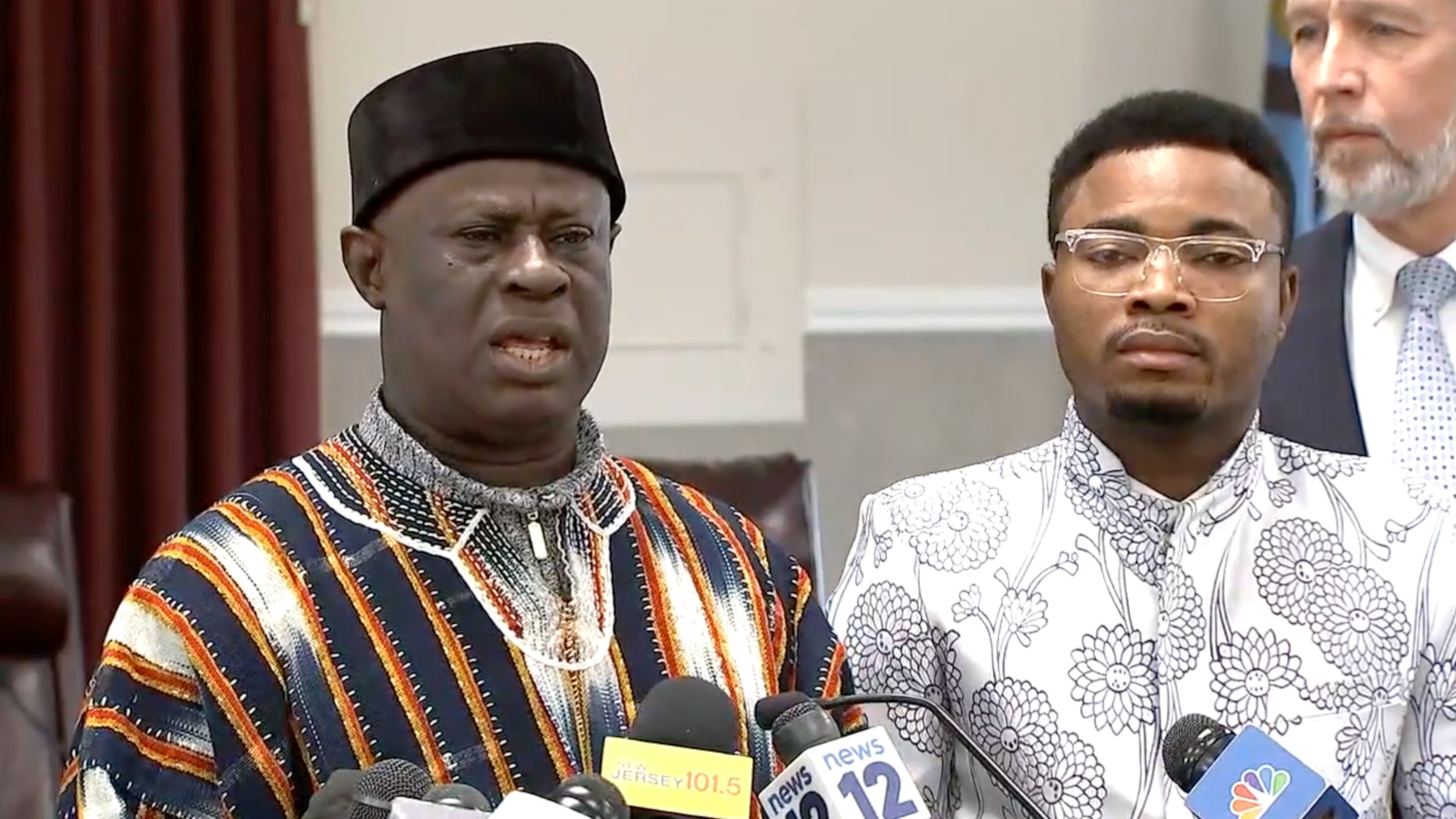 PHOTO: The family of Councilwoman Eunice K. Dwumfour speak at a press conference, March 22, 2023, after she was found murdered in Sayreville, N.J.