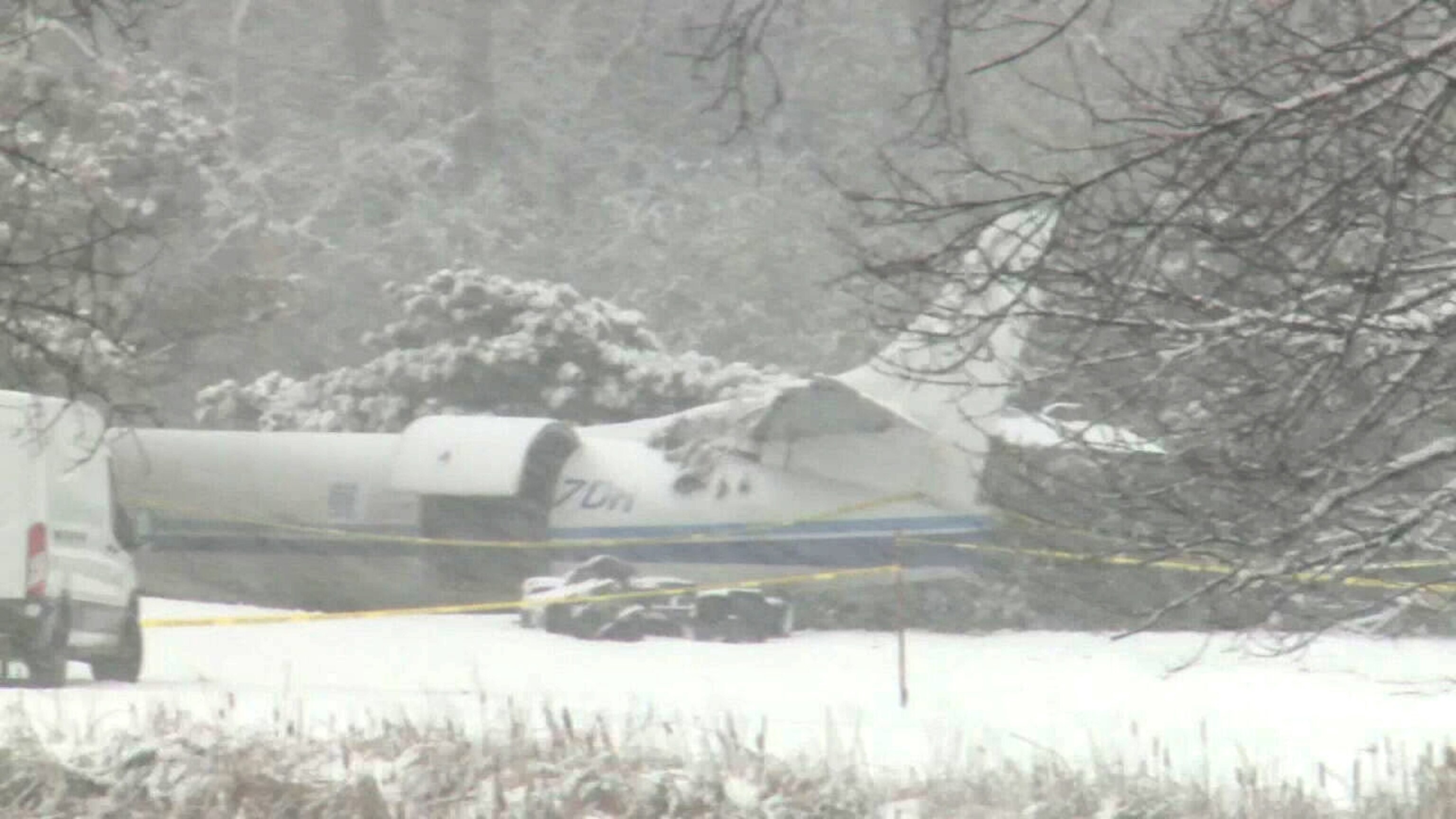 PHOTO: A plane transporting over 50 dogs to shelters in crash-landed at the Western Lakes Golf Club in Pewaukee, Wisconsin, Nov. 15, 2022.