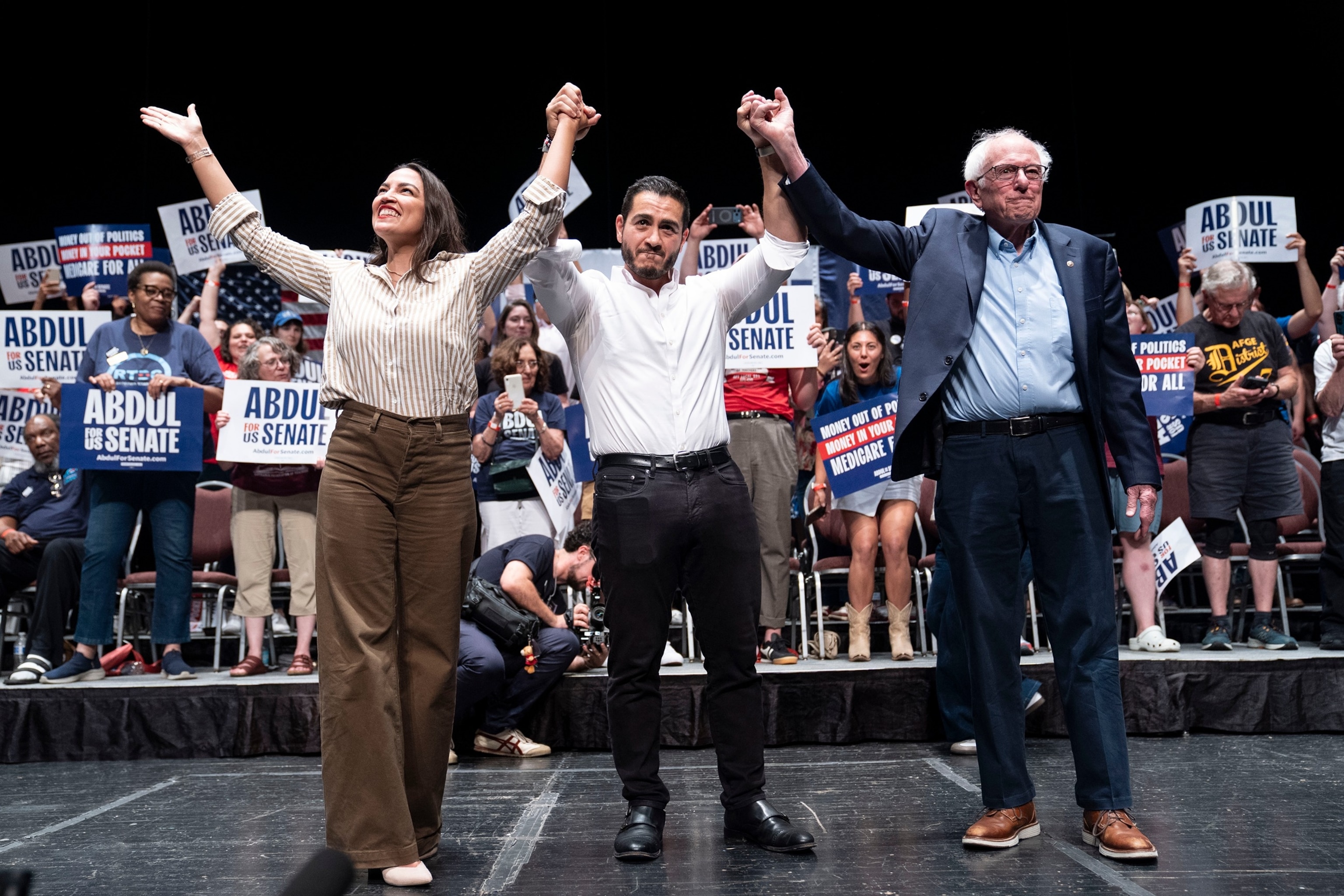 PHOTO: Michigan Senate Candidate Abdul El-Sayed Holds Rally In Detroit With Sen. Bernie Sanders And Rep. Alexandria Ocasio-Cortez