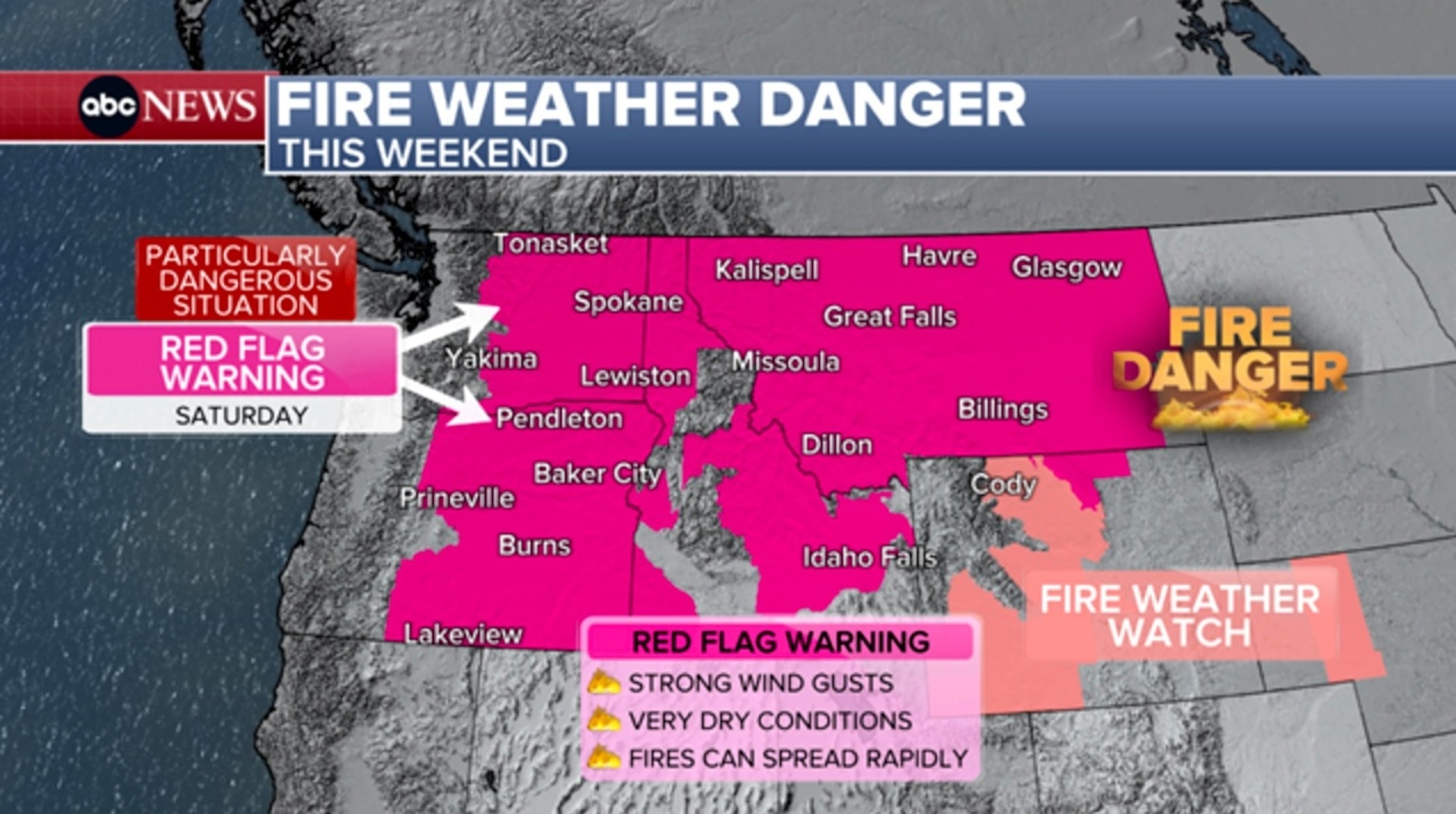 PHOTO: fire weather danger map - this weekend