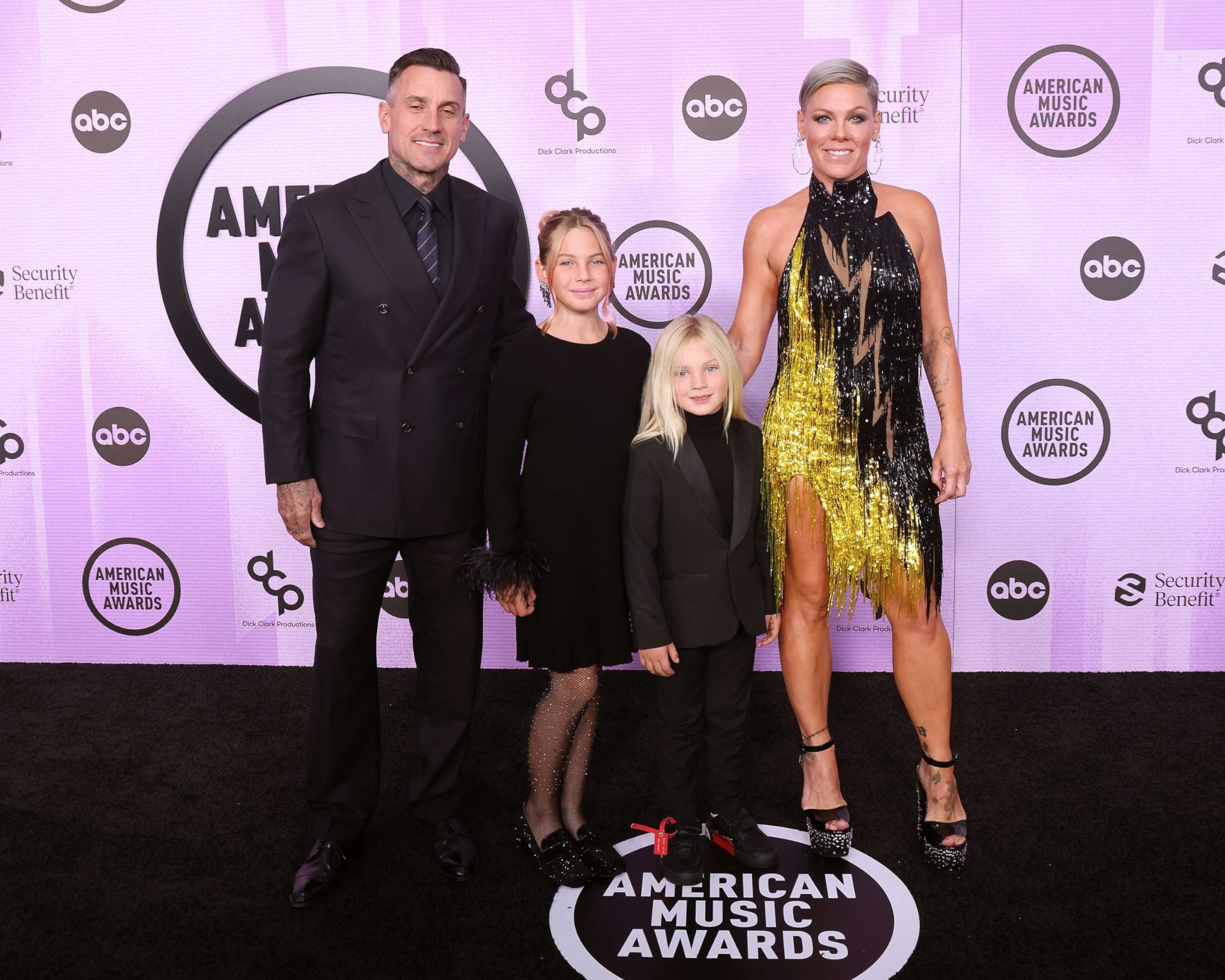 PHOTO: Carey Hart, Willow Sage Hart, Jameson Hart, and Pink attend the 2022 American Music Awards, Nov. 20, 2022 in Los Angeles.