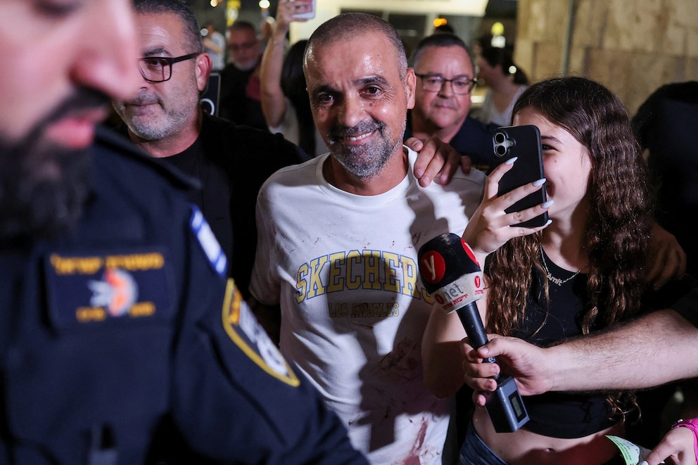 PHOTO: Yaniv Hayun, one of the men who helped incapacitate the attacker on the FlyDubai aircraft bound for Israel from the United Arab Emirates, at the Ben Gurion International Airport, in Lod, near Tel Aviv, Israel, Sept. 30, 2026.