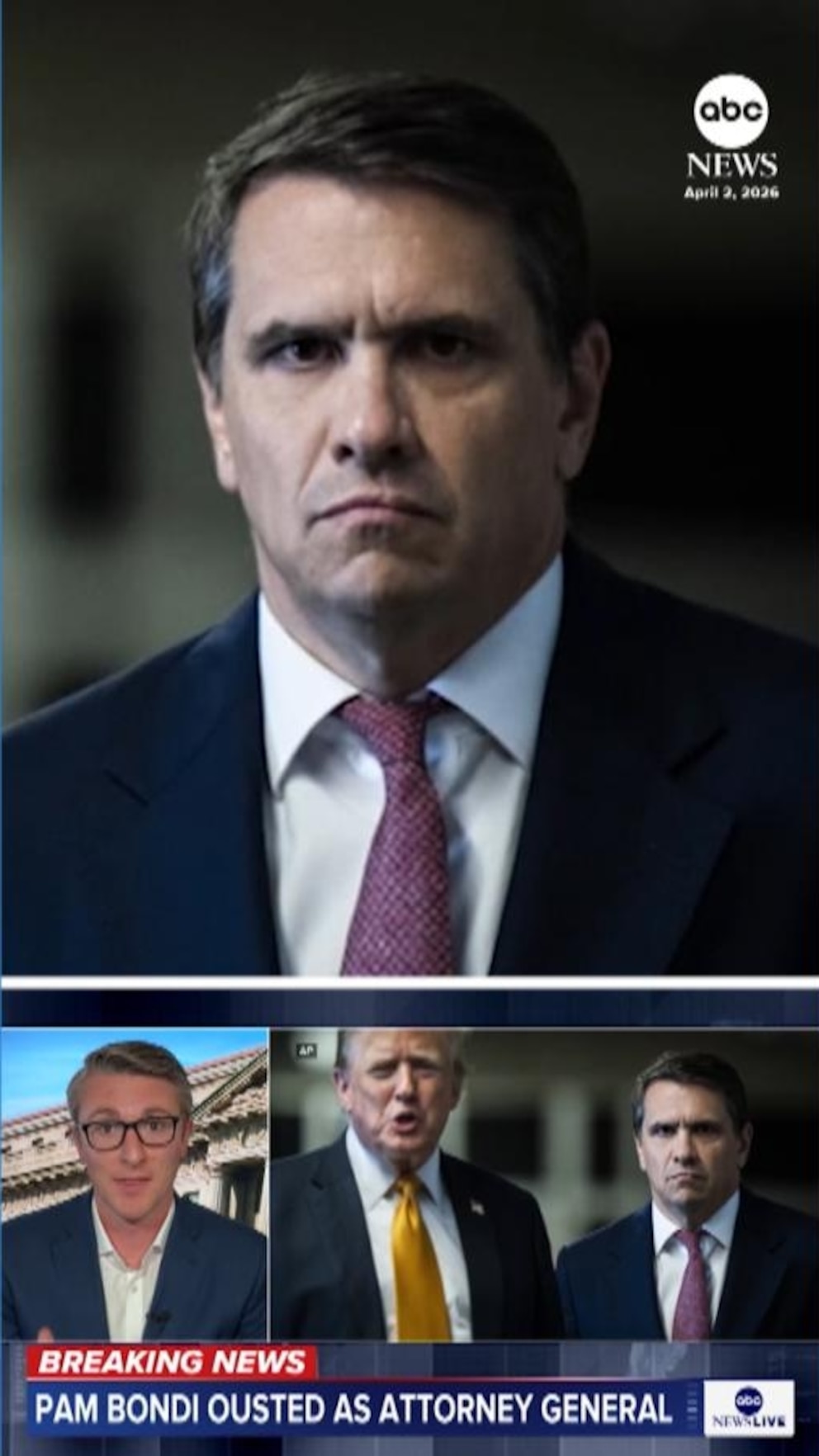 Video Todd Blanche to step in as acting attorney general after Bondi's firing