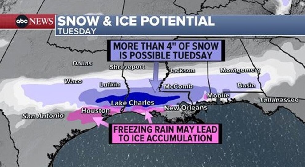 PHOTO: snow and ice potential weather graphic
