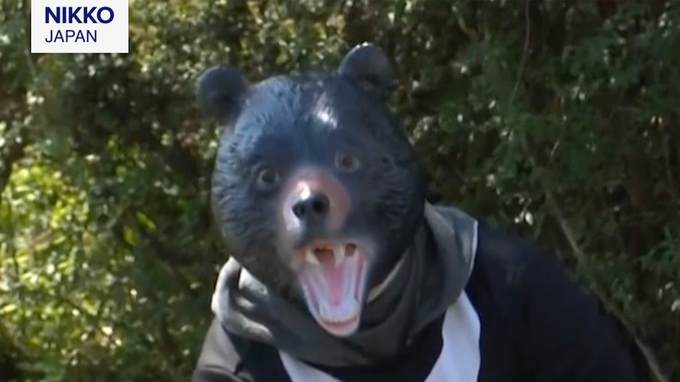 NextImg:Video Costumed man pursued in Japanese bear drill